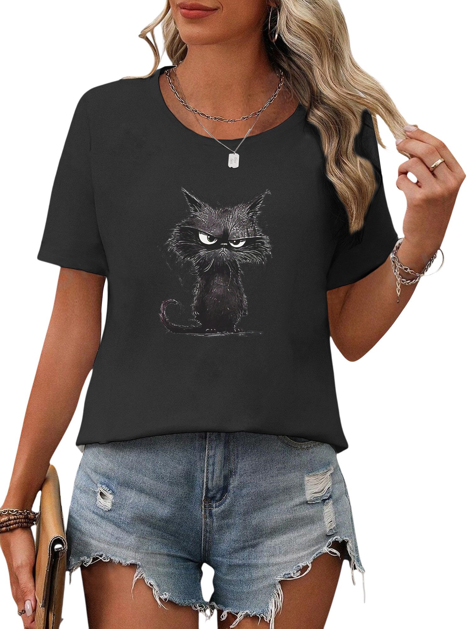 PYL Kurzarmbluse Damen Bequemes Sommer Kurzarmbluse günstig online kaufen
