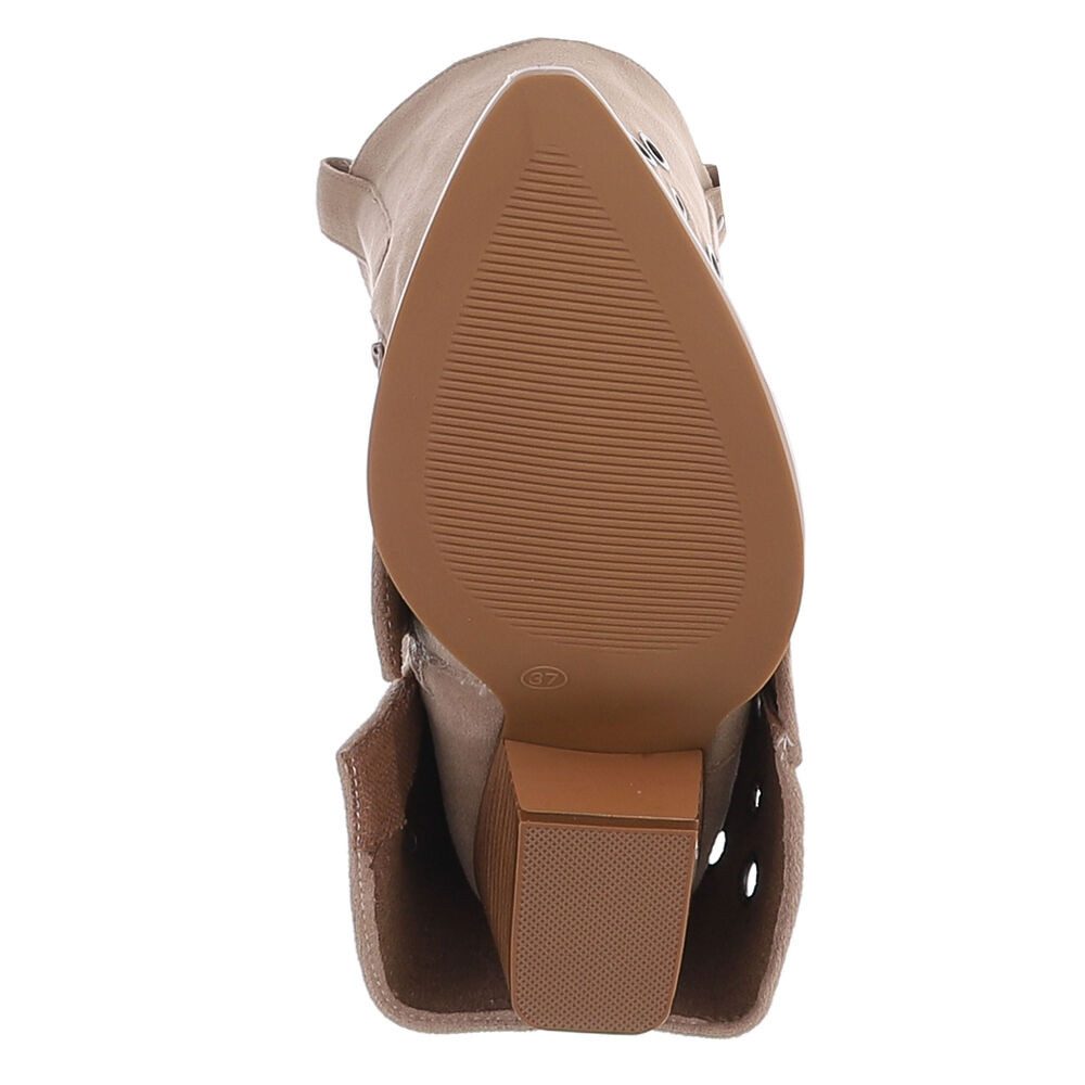 Ital-Design Modische Stiefel mit Metallösendetails für Damen Westernstiefel (91261252) Blockabsatz Stiefel in Hellbraun