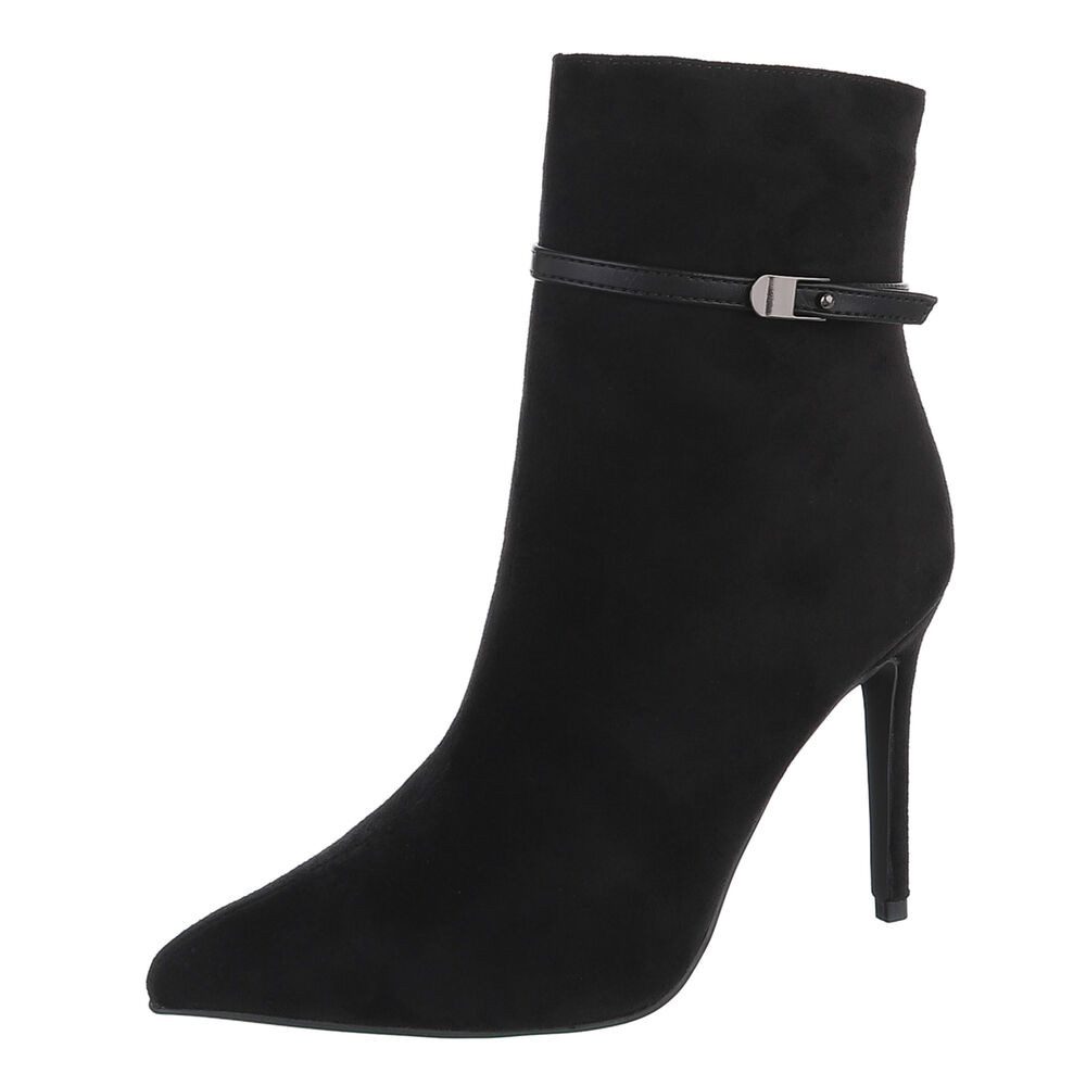 Ital-Design Damen Ankle Boots mit Stilettoabsatz und Riemen High-Heel-Stiefelette (92600659) Pfennig-/Stilettoabsatz Stiefeletten in Schwarz