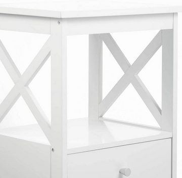 EUGAD Nachttisch (1-St), Beistelltisch aus MDF mit Schublade und Ablage Weiß
