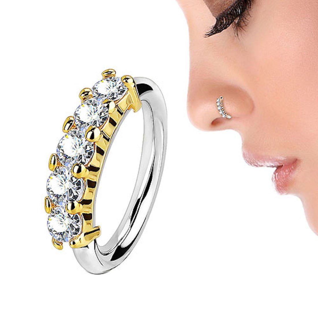 Taffstyle Nasenpiercing Piercing Ring mit 5 günstig online kaufen