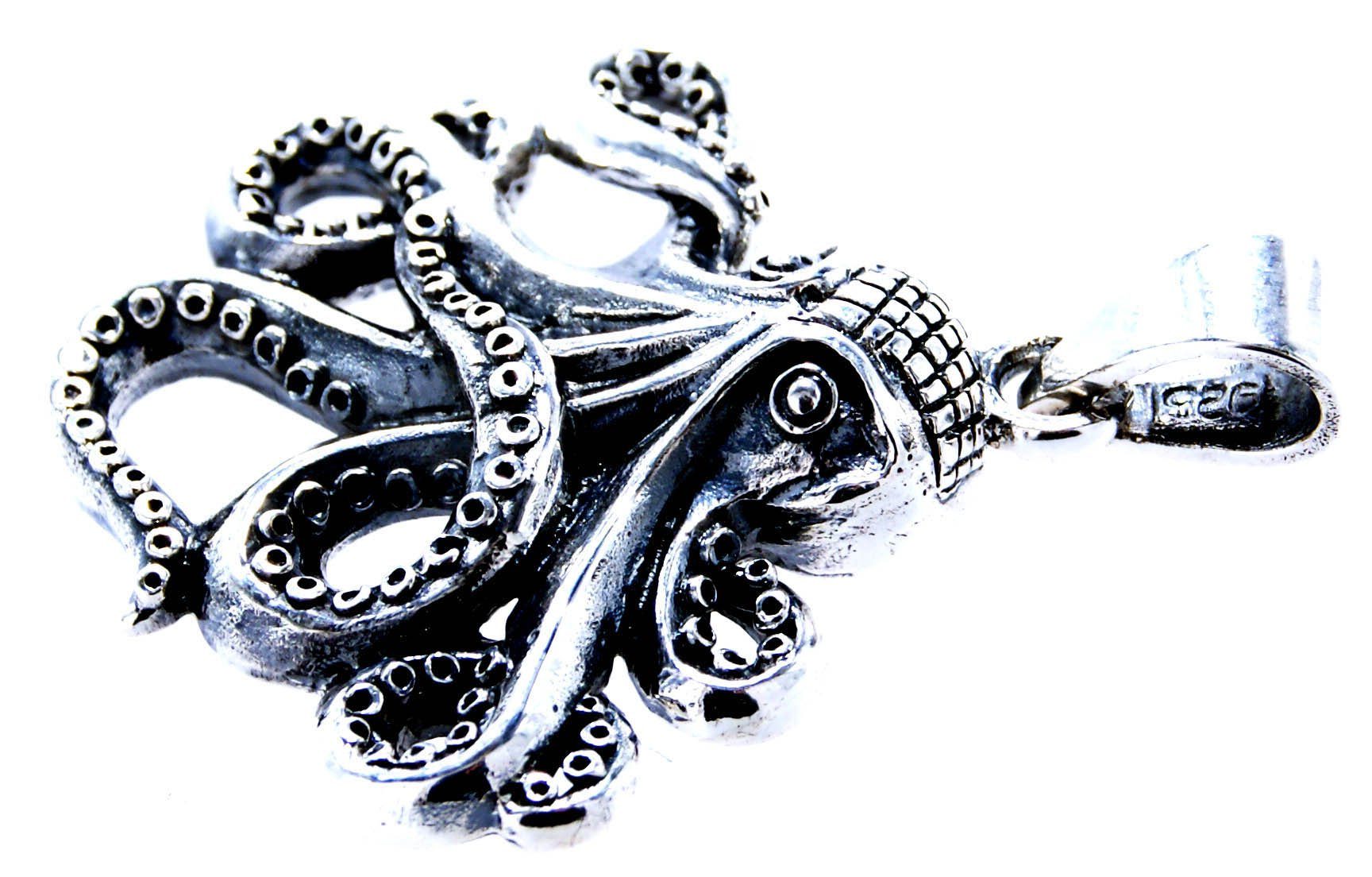 Kiss Tintenfisch of Leather Oktopus Krake aus Silber Octopus 925 Kettenanhänger Anhänger