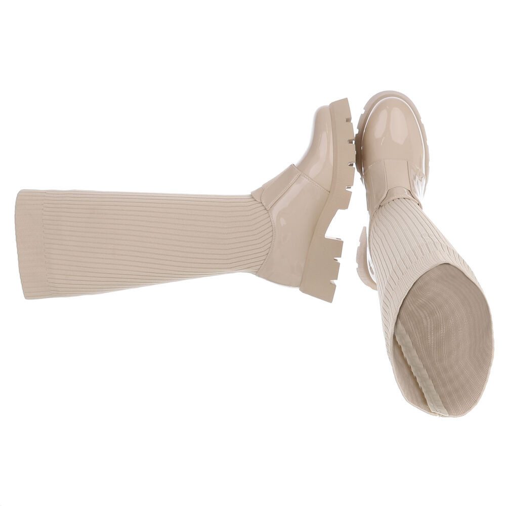 Ital-Design Trendige Damen Stiefel mit hohem Schaft und Komfort Plateaustie günstig online kaufen