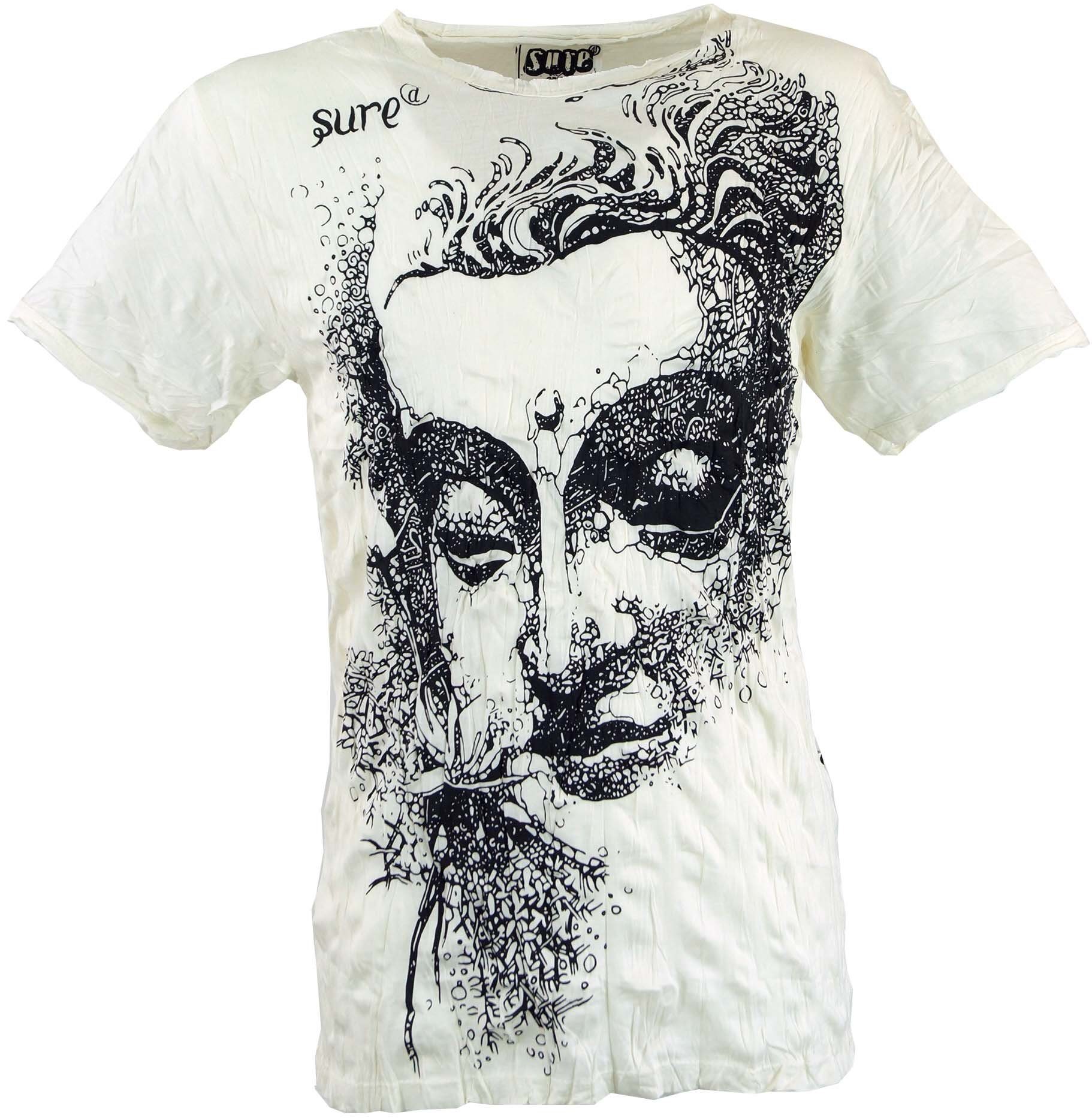 Guru-Shop T-Shirt Sure T-Shirt Buddha - weiß Goa Style, Festival, alternative Bekleidung