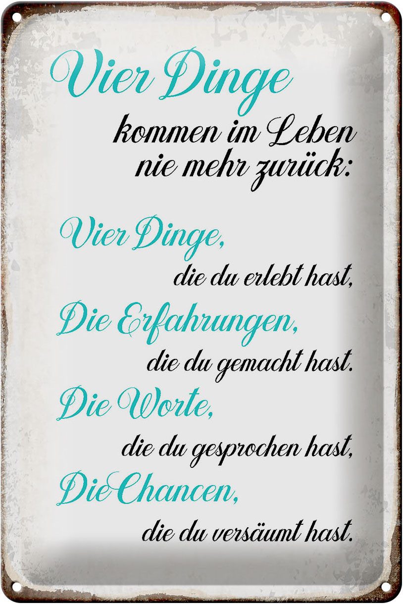 Hebold Metallschild Schild Blech 20x30cm - Made in Germany - Spruch 4 Dinge kommen nie meh