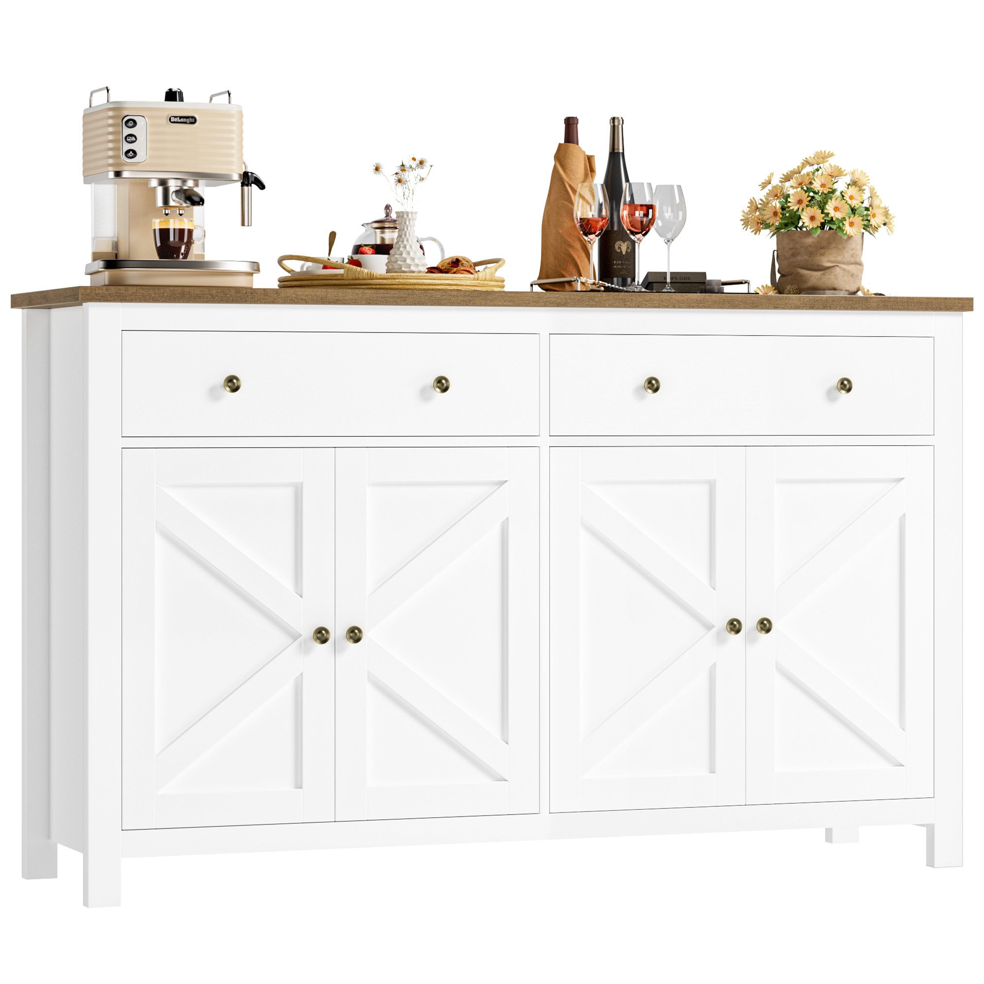 Homfa Sideboard Küchenschrank, mit 2 Schubladen 4 Türen, verstellbare Ablag günstig online kaufen