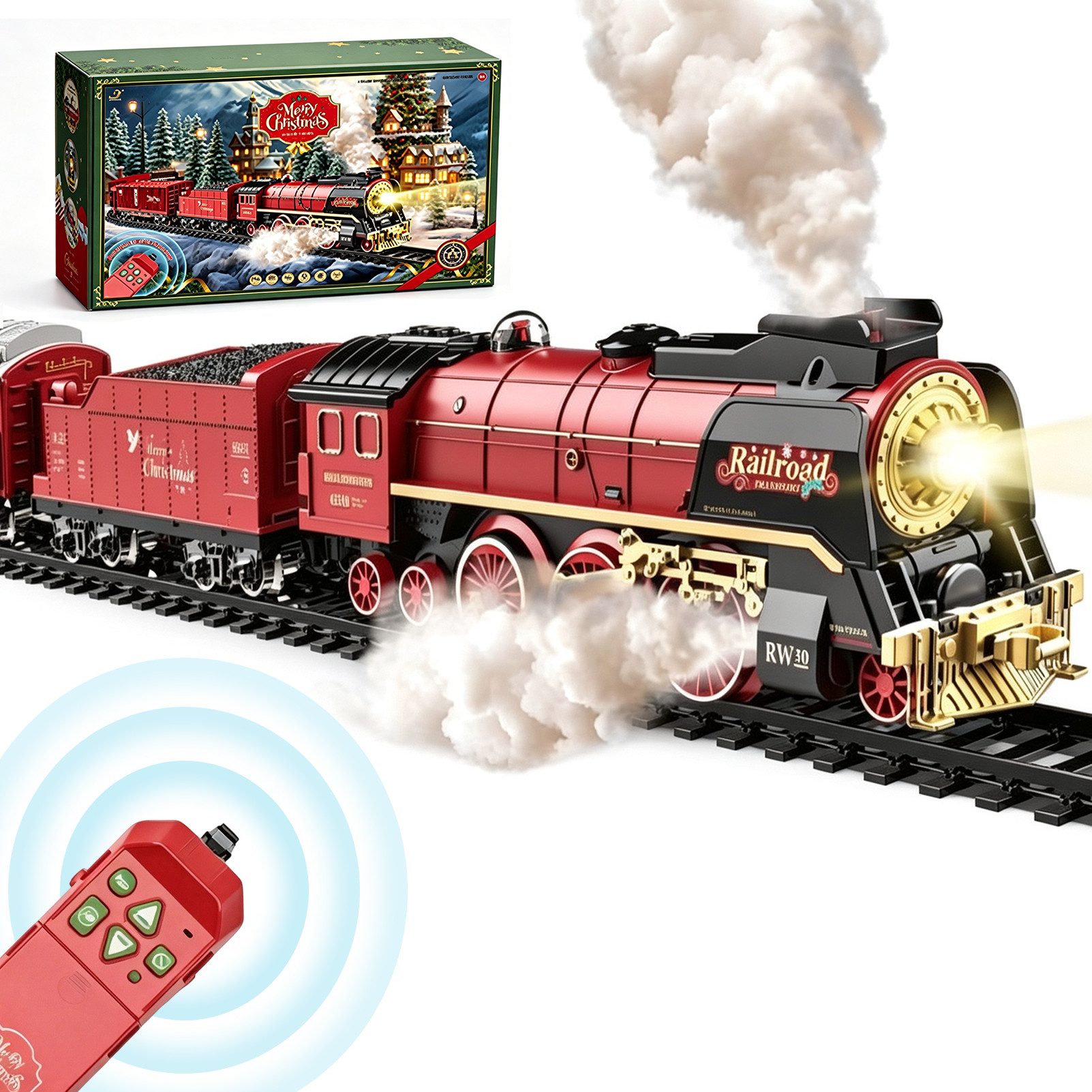 Esun Spielzeug-Zug Eisenbahn Zug Spielzeug, Klassische Elektro-Eisenbahn mit Schienenoval, (Set, Komplettset), Geschenk für Frauen Männer Kinder Erwachsene