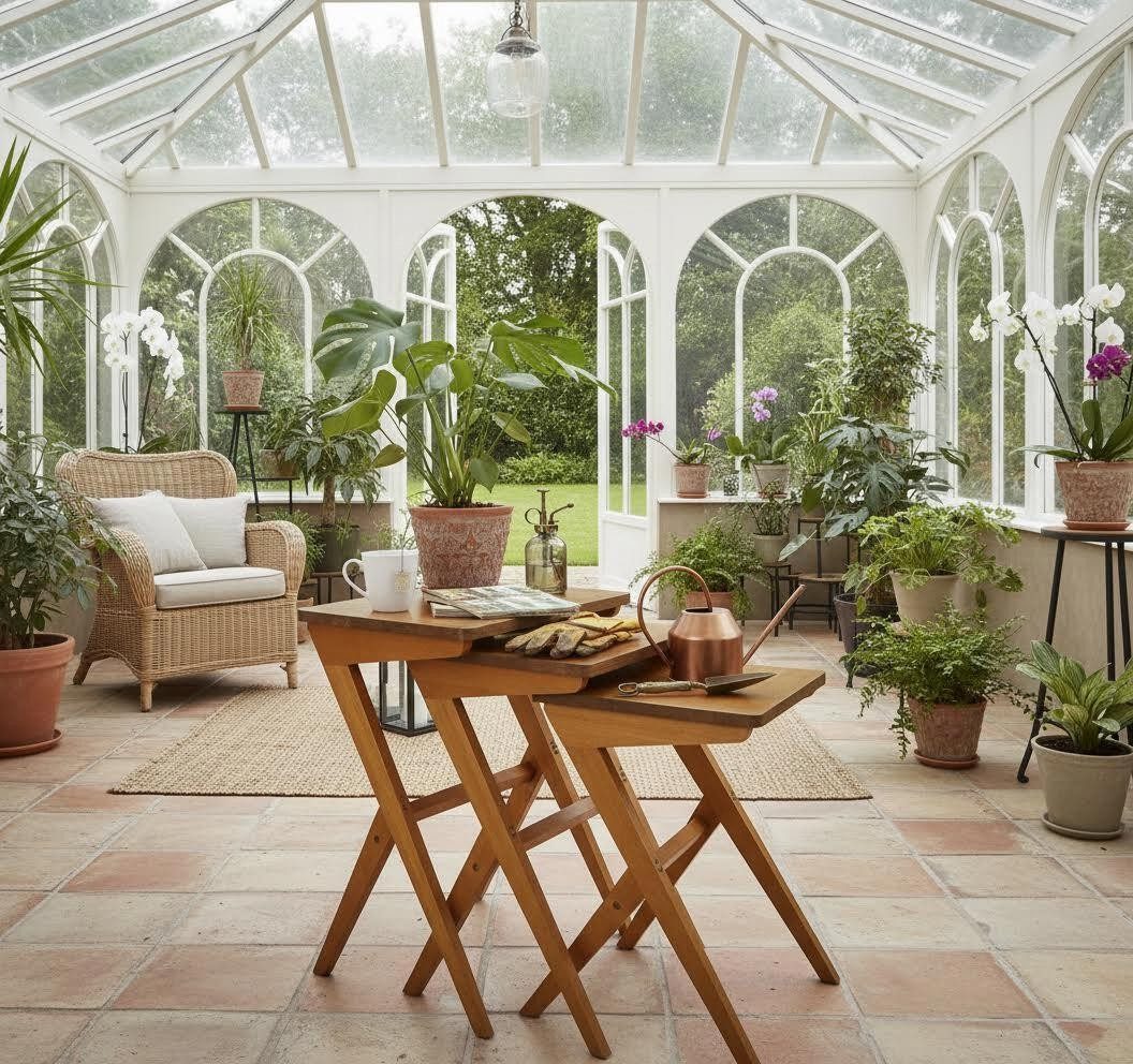 Xlmoebel Couchtisch Klapptisch aus braunem Holz für den Wintergarten mit (1-St), Made in Europa