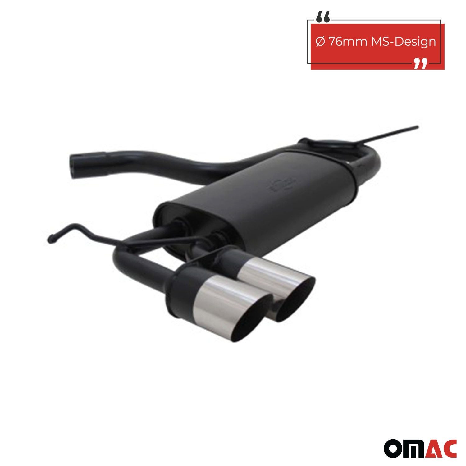 OMAC Auspuff-Flexrohr Novus Sportauspuff für Audi A3 VW Golf 5 VW Golf 6 VW Scirocco 2x76mm, (1-tlg), Leicht austauschbar - Doppelter Ausgang
