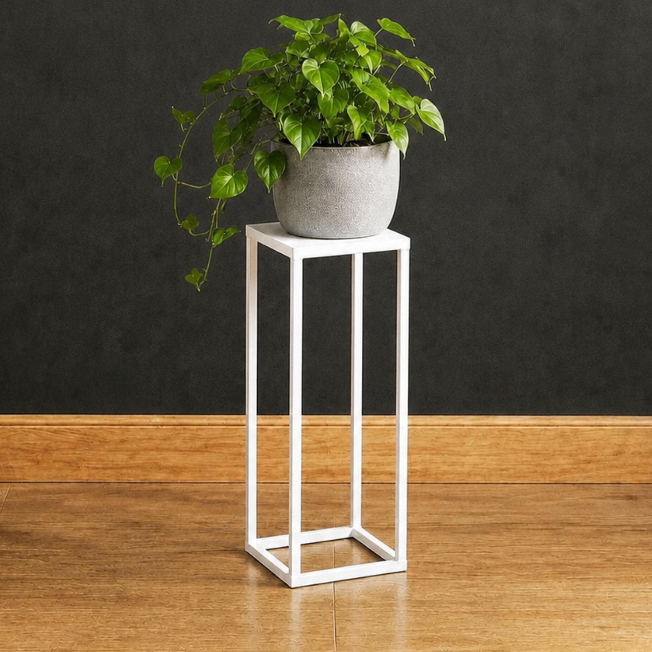 DanDiBo Blumenhocker Metall Weiß Eckig 50 - 70 cm Blumenständer