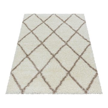 Teppich Rauten Design, Teppium, Rechteckig, Höhe: 30 mm, Teppich Creme, Geometrisch Design Flauschig Shaggy Teppich Wohnzimmer