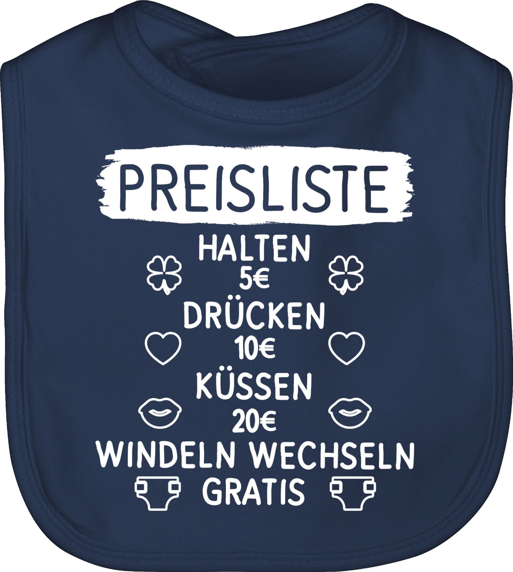 Lätzchen Preisliste mit Symbolen - weiß
