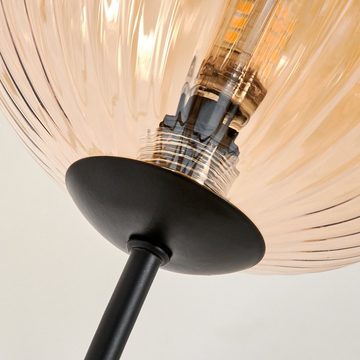 hofstein Stehlampe Stehlampe aus Metall/Riffelglas in Schwarz/Bernstein, ohne Leuchtmittel, Leuchte mit Glasschirmen (15cm), dimmbar, 3xG9, ohne Leuchtmittel