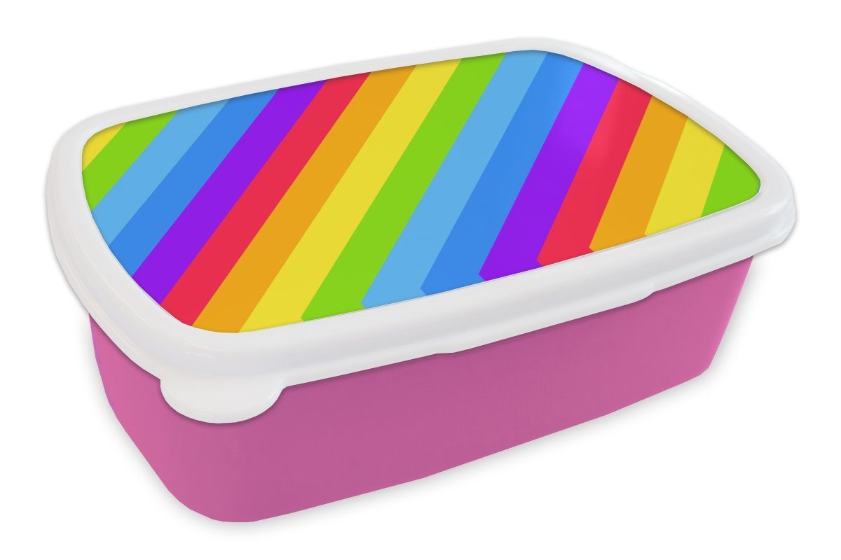 MuchoWow Lunchbox Regenbogen - für Muster Brotbox - Kunststoff, Snackbox, Kunststoff Kinder, Stolz, Brotdose rosa Mädchen, (2-tlg), Erwachsene