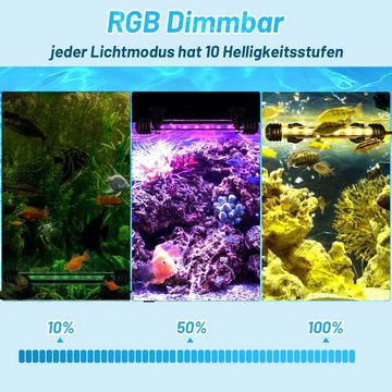 Clanmacy LED Aquariumleuchte 37cm LED Aquarium Süßwasserfische Leuchten Mollusken Salzwasserfische RGB, 37cm