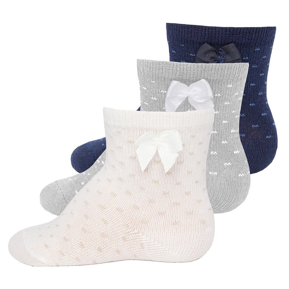 Ewers Socken Socken 3er Pack Pünktchen mit Schleife (3-Paar)