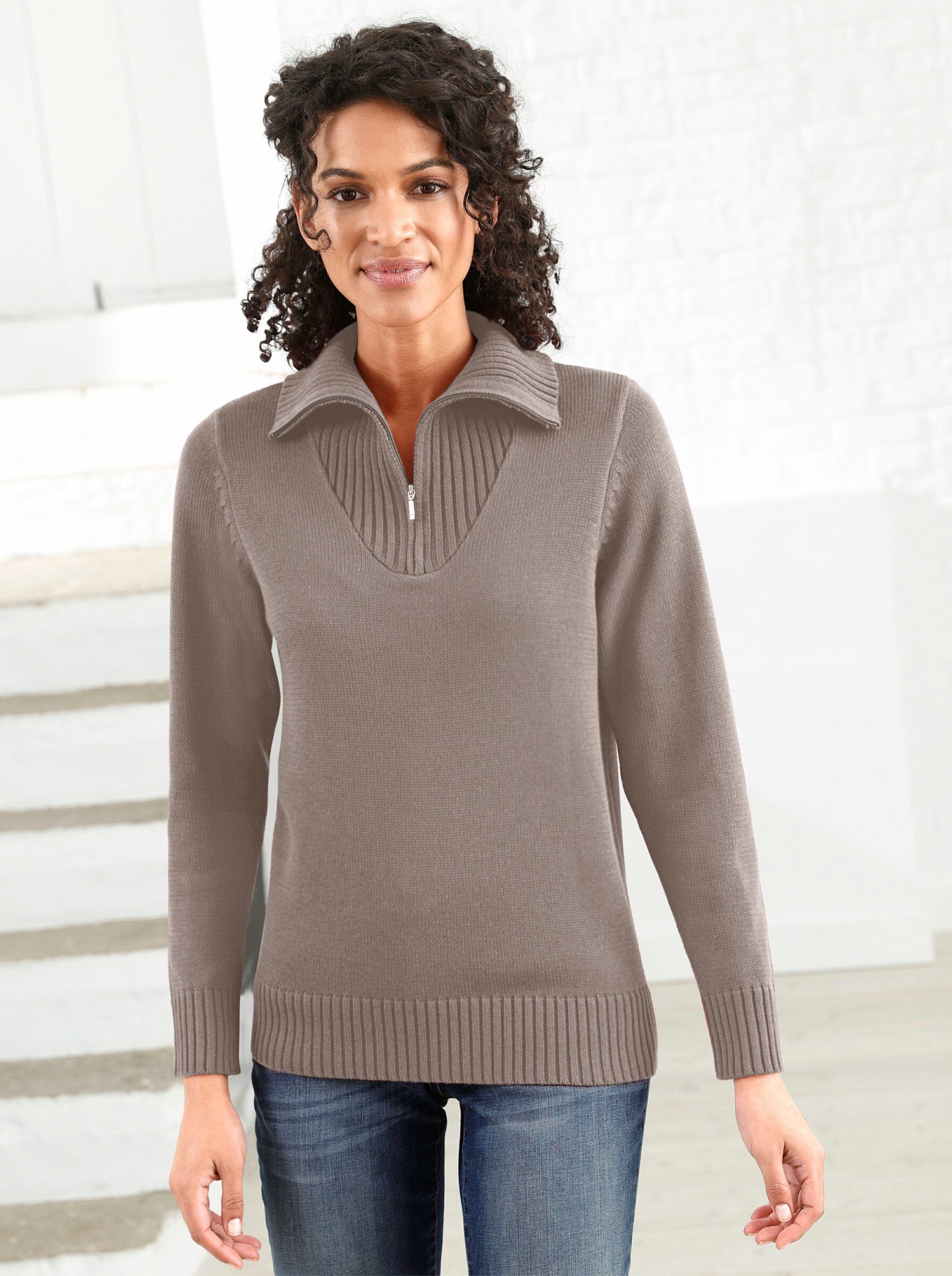 Strickpullover WITT WEIDEN taupe-meliert