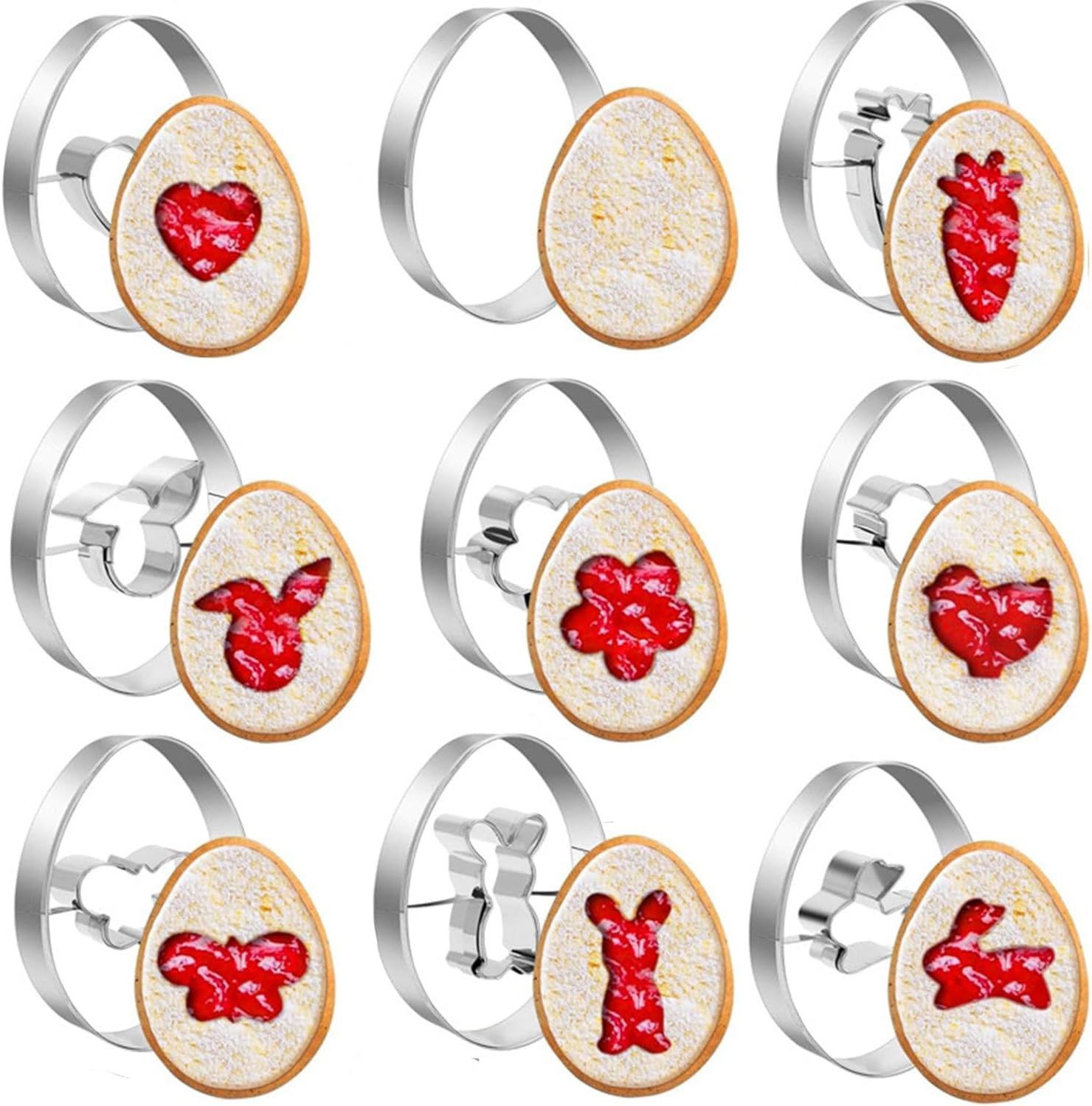 FOUORTUNATE-BEE Ausstechform 9-teiliges Oster-Ei Keksformen-Set aus Edelstahl, (9-St), Backformen für Osterkekse und kreative Backideen