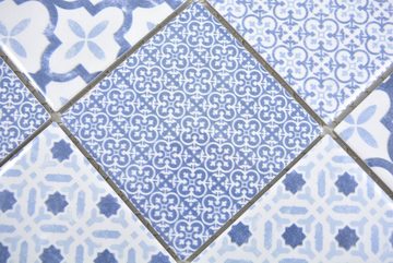 Mosani Mosaikfliesen Mosaik Fliese Wand Dekor Vintage Keramik Mosaik blau hell weiss