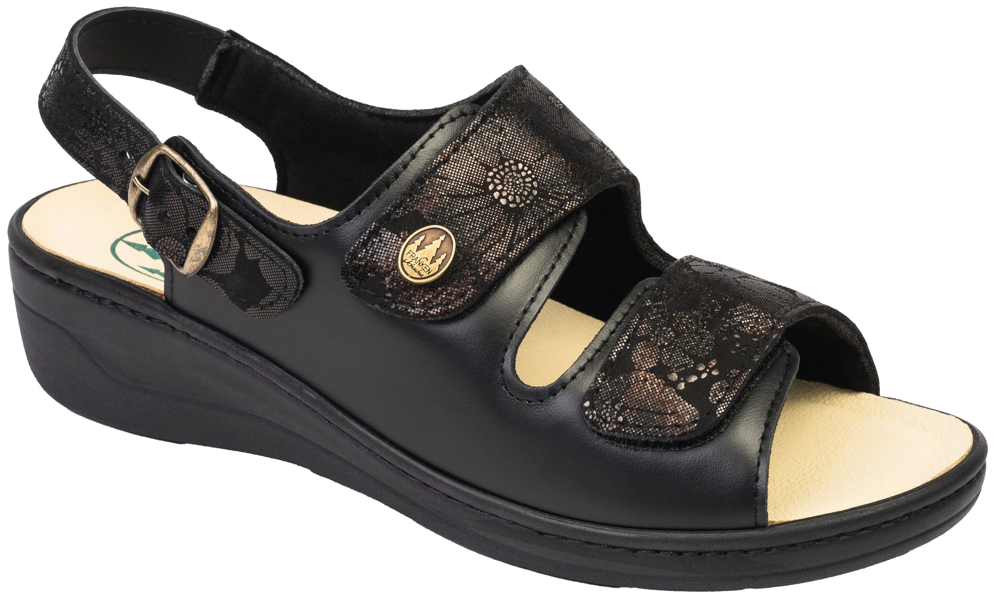 Franken-Schuhe Art. 270-B45 Damen Sandale (geeigent für Hallux Valgus, mit loser Einlage und STRETCH) Weite "K"