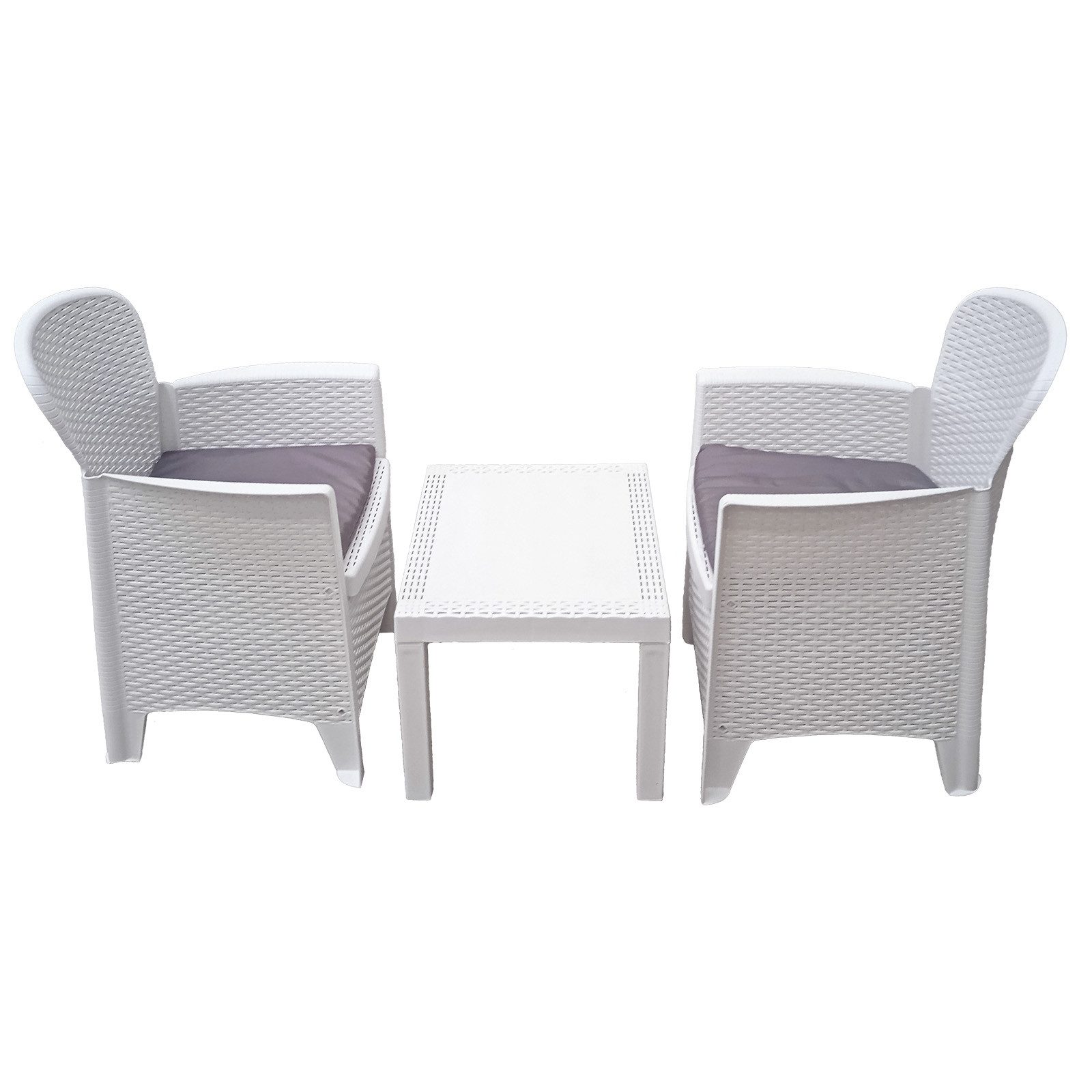 Progarden Gartenlounge-Set Anthrazit, (3-tlg), Loungeset, 1 Beistelltisch, 2 Stühle