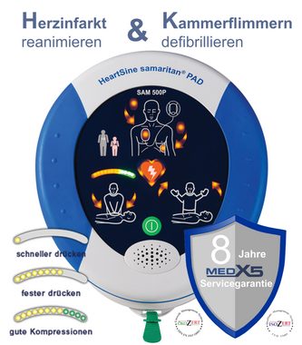 MedX5 Defibrillator Laien & Ersthelfer Reanimations–Defibrillator SAM 500P, mit Herzdruckmassagekontrolle & Anleitung.