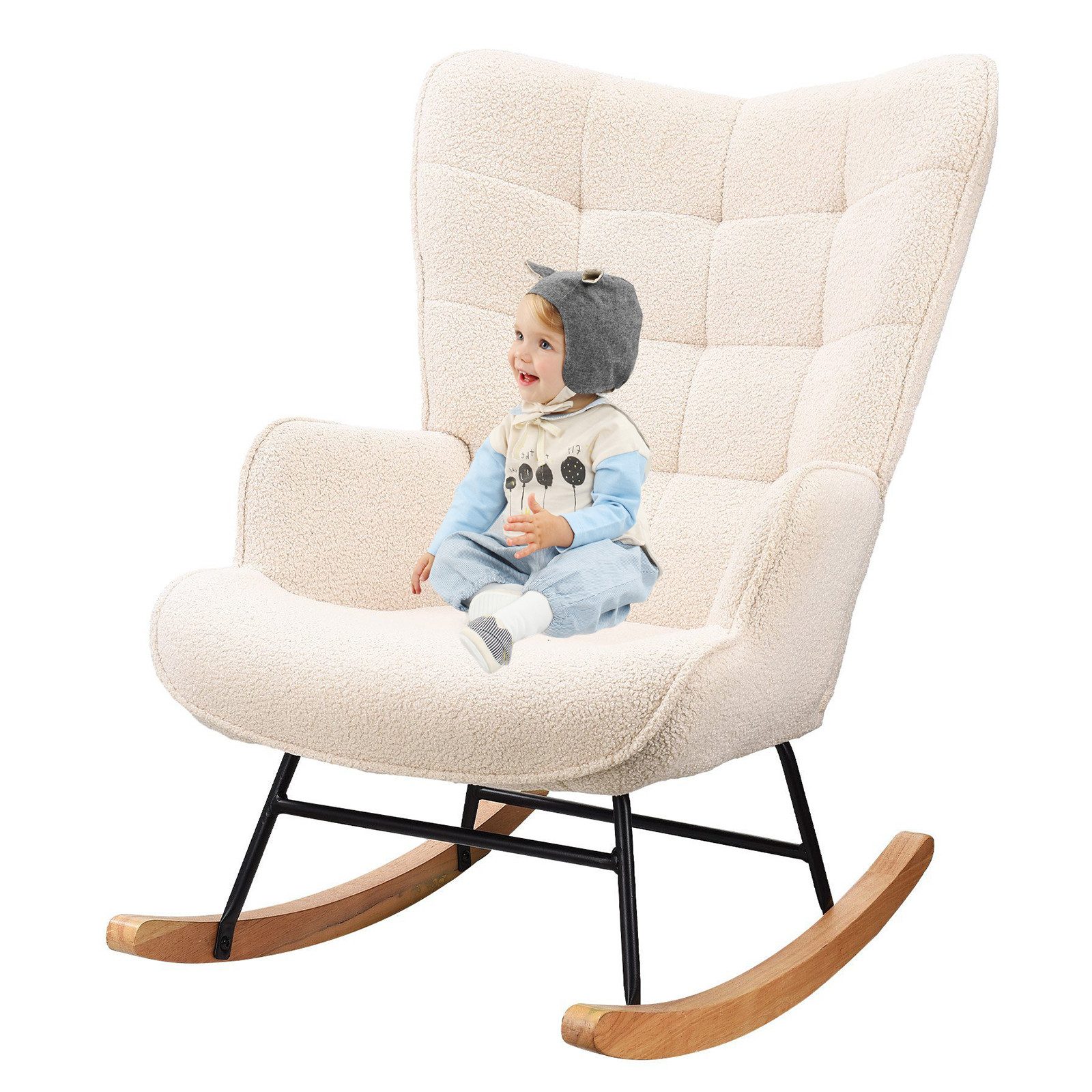 FUROKOY Armlehnstuhl Schaukelstuhl Wohnzimmer Teddystoff mit günstig online kaufen