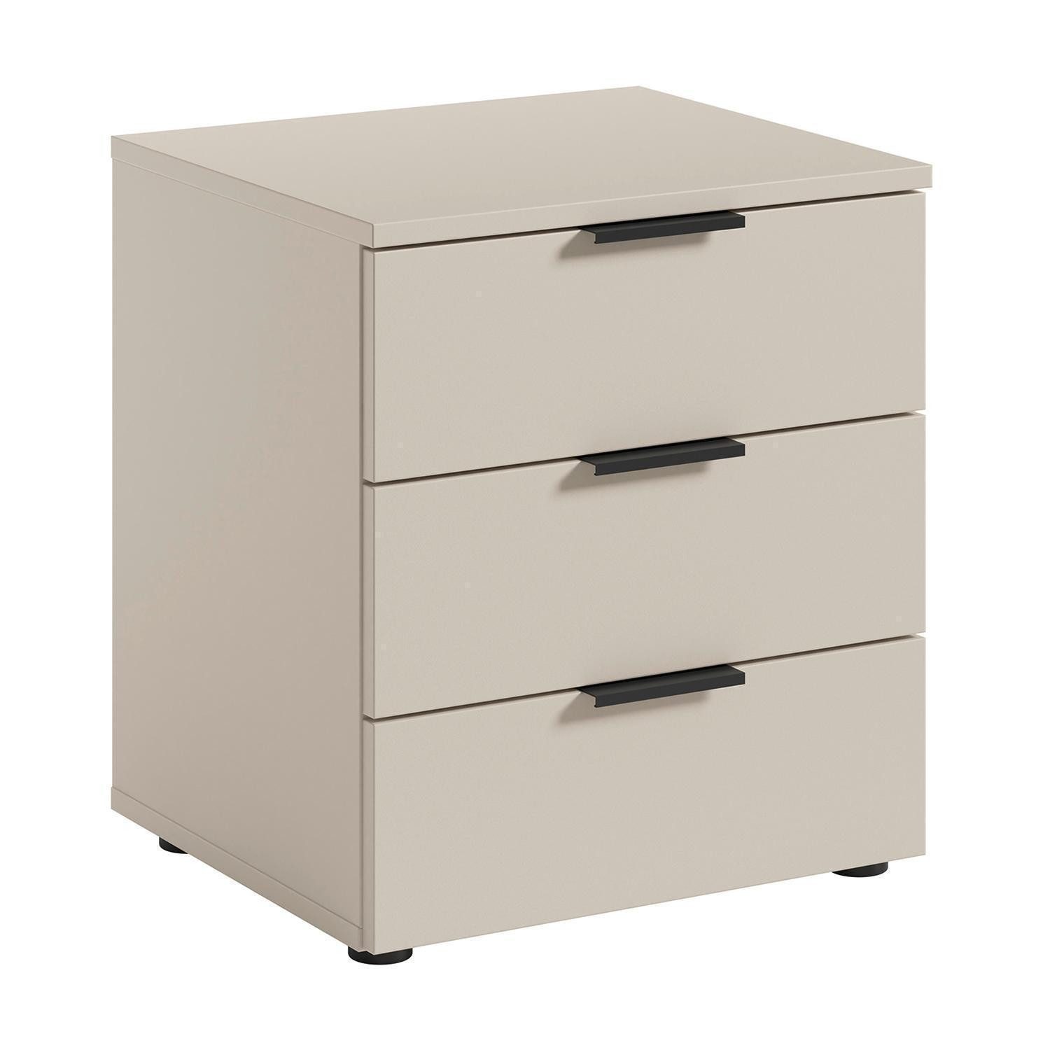 Bega Consult Nachtkommode LINZ, Greige, Schwarz, Kaschmir Dekor, 3 Schubladen, B 45,2 x H 50,7 x T 40 cm