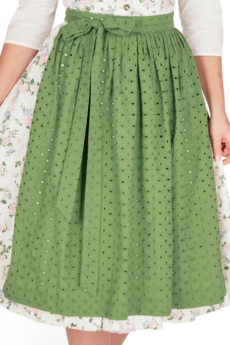 Berwin & Wolff Dirndl Midi Dirndl 2tlg. - NICOLA - creme/geblümt/olivgrün