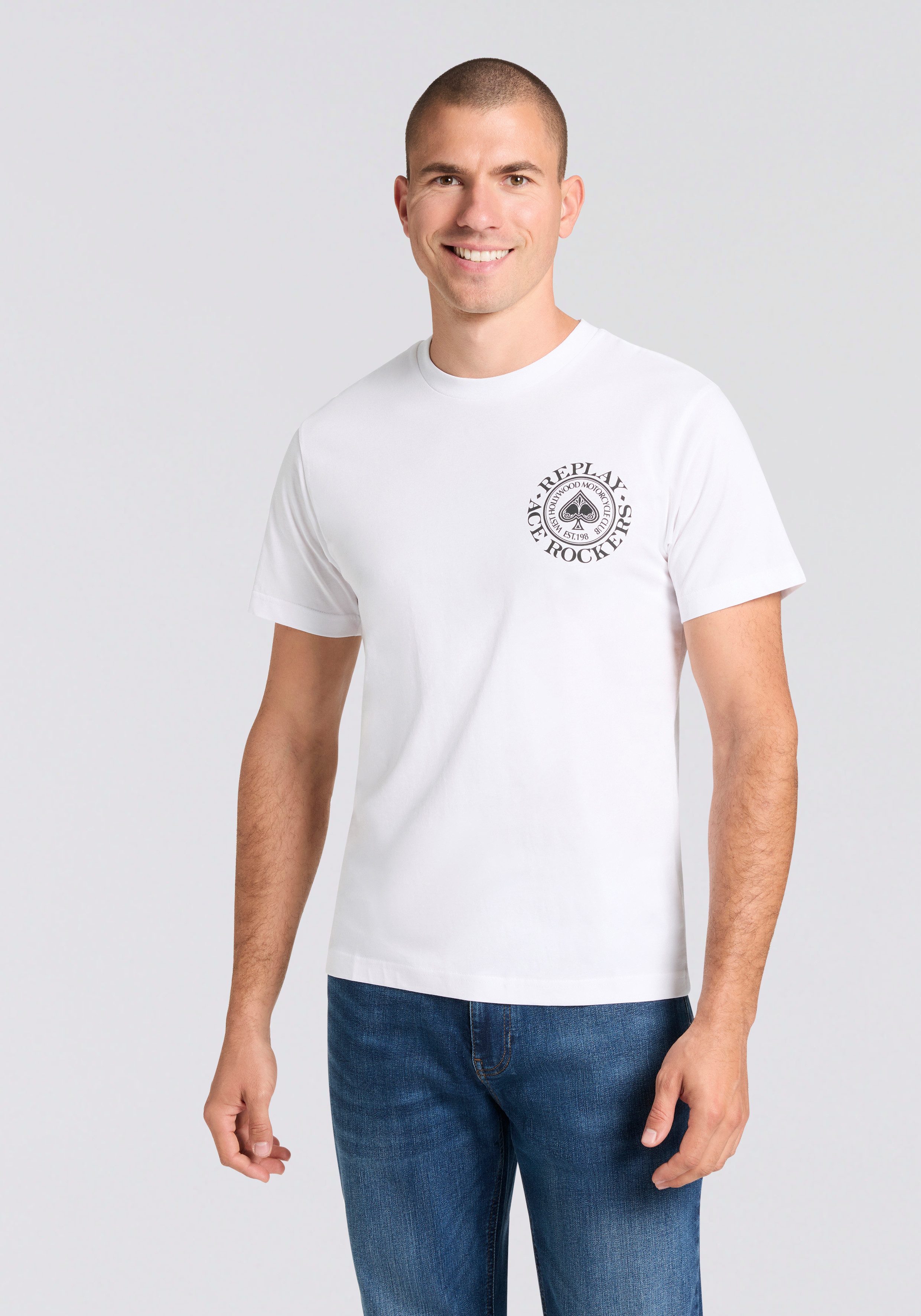 Replay T-Shirt Kontrastfarbener Replay- Druck