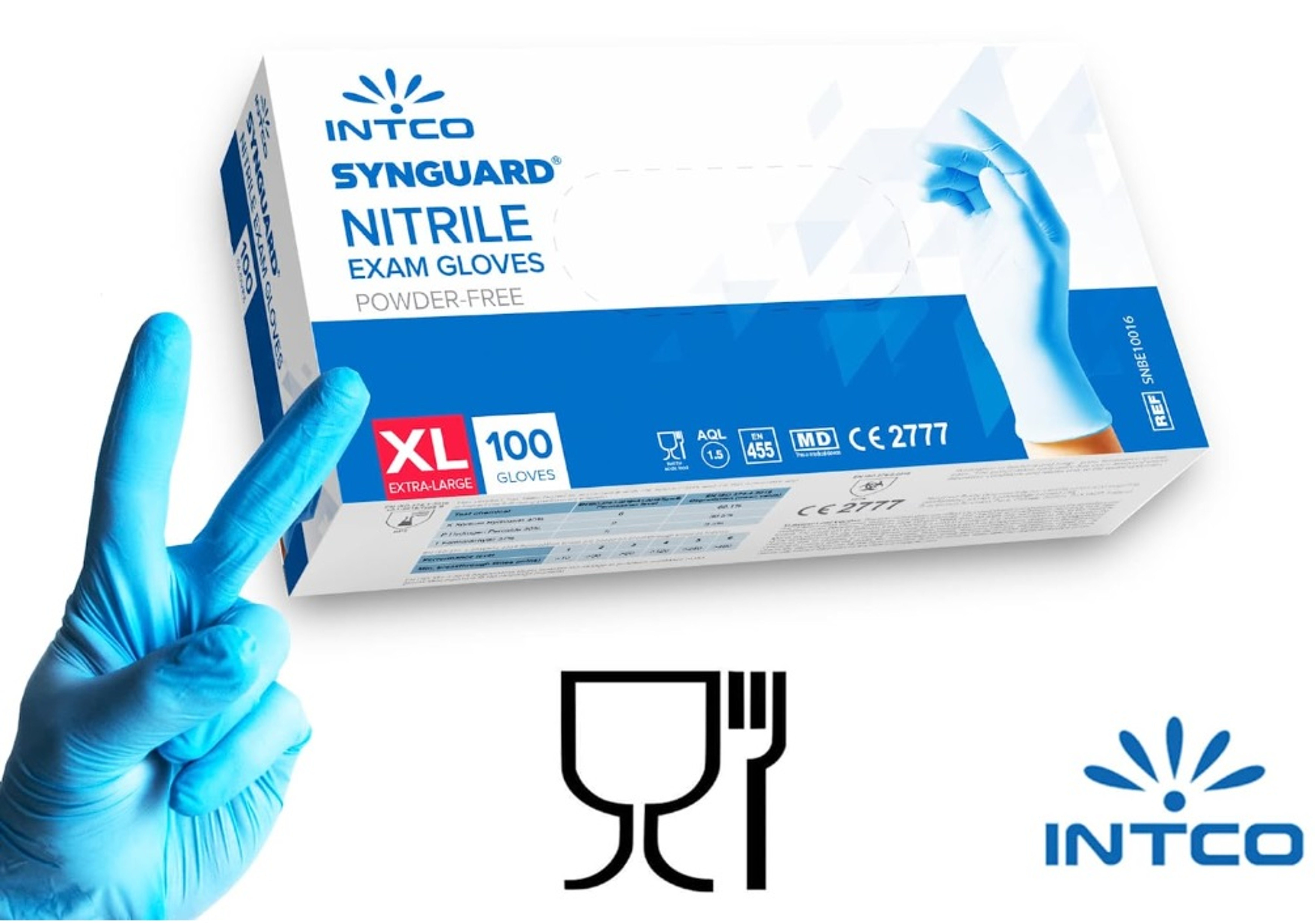 INTCO Nitril-Handschuhe Medical Einmalhandschuhe (Gummihandschuhe, Größe 100 Stück) M-XL