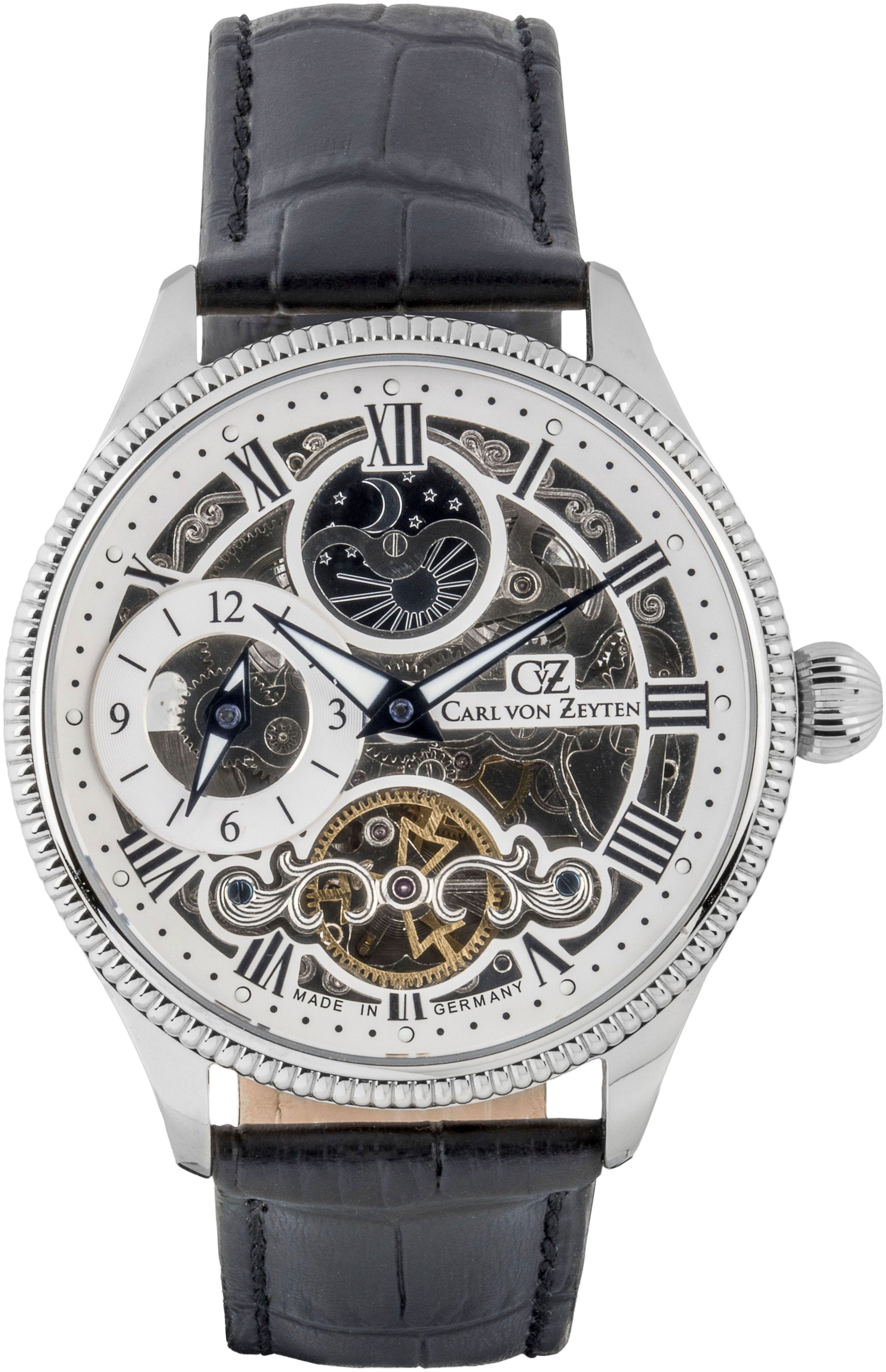 Carl von Zeyten Automatikuhr Kirnbach CVZ0034WHS, Armbanduhr, Herrenuhr, Saphirglas, Made in Germany, Mechanische Uhr