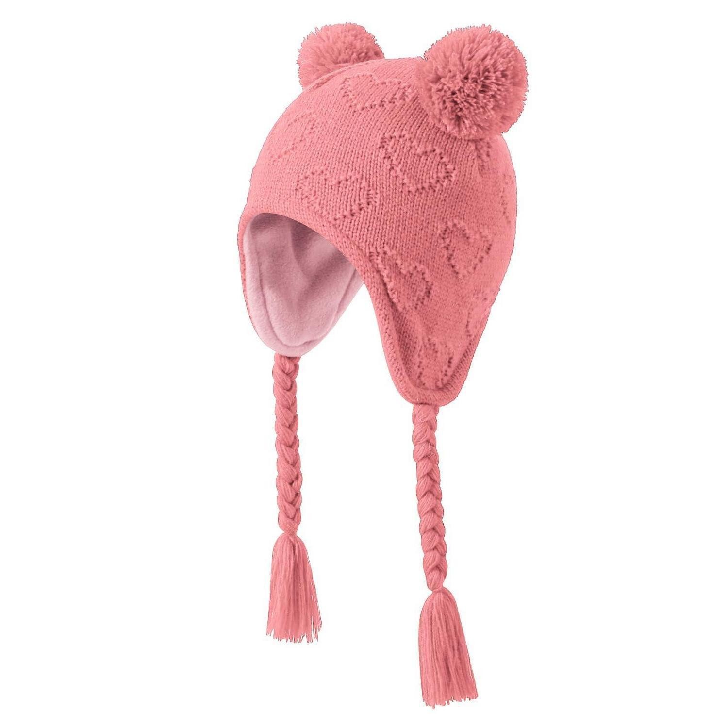 LuxusKollektion Bommelmütze Wintermütze Baby Kleinkind Bommel Ohrenklappen Rosa (1-St)