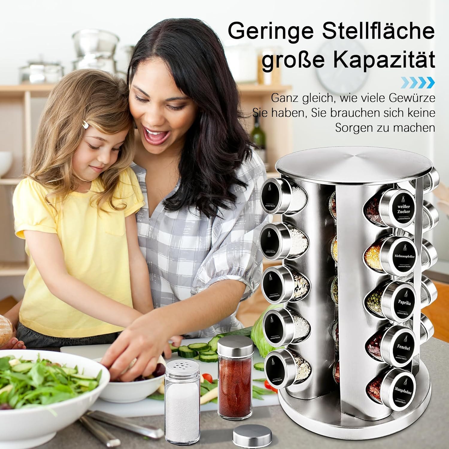 KingLux Gewürzregal 360° Rotation Fünflagig Gewürzregal Stehend mit 20Stk.G günstig online kaufen