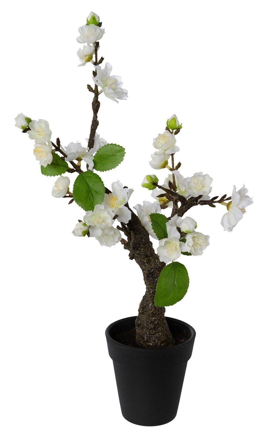 Kunstpflanze Kirschblütenbonsai JANTINA, Weiß, Kunststoff