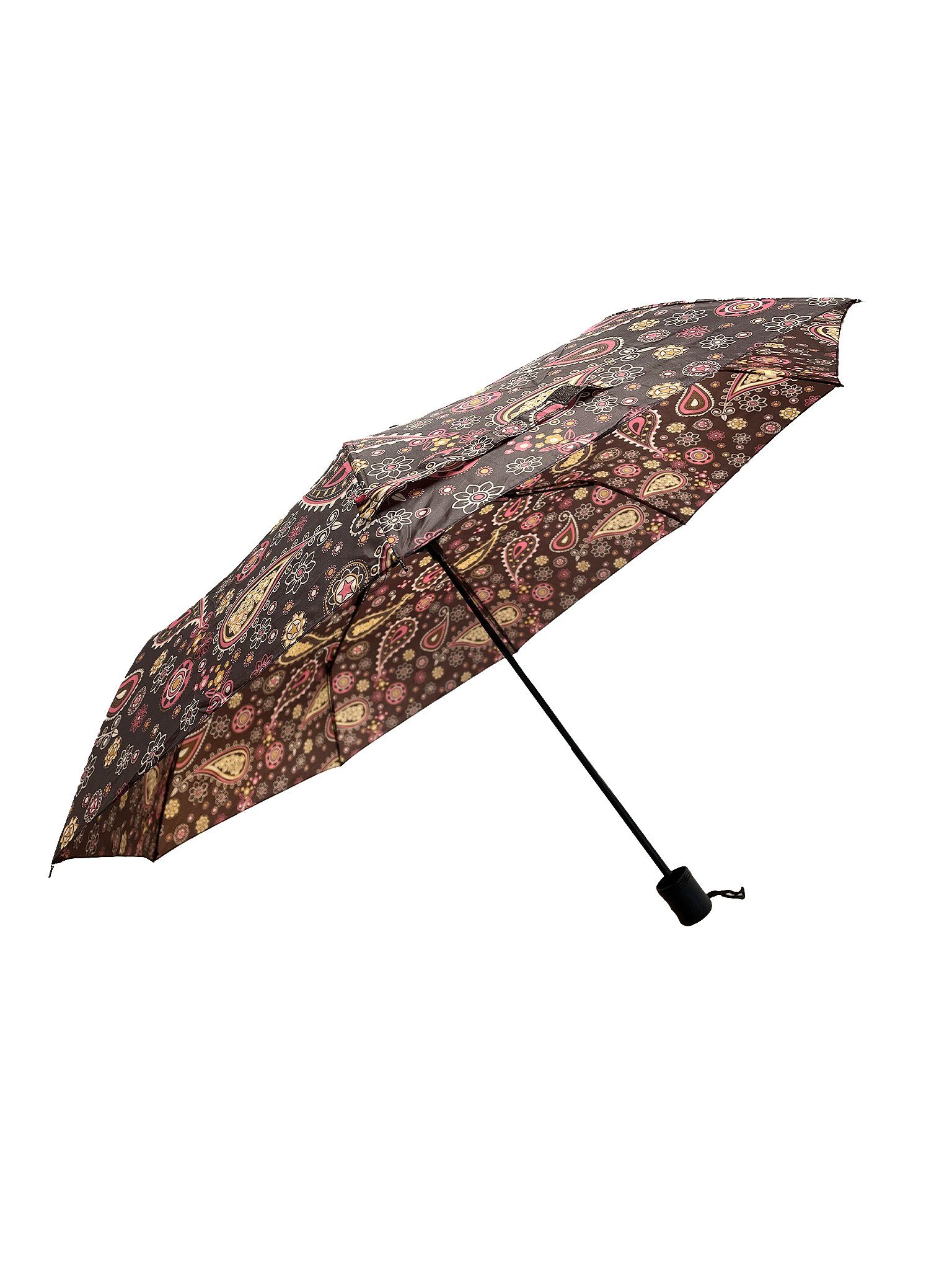 ANELY Taschenregenschirm Kleiner Regenschirm Gemustert Taschenschirm, Paris 6746 in Braun