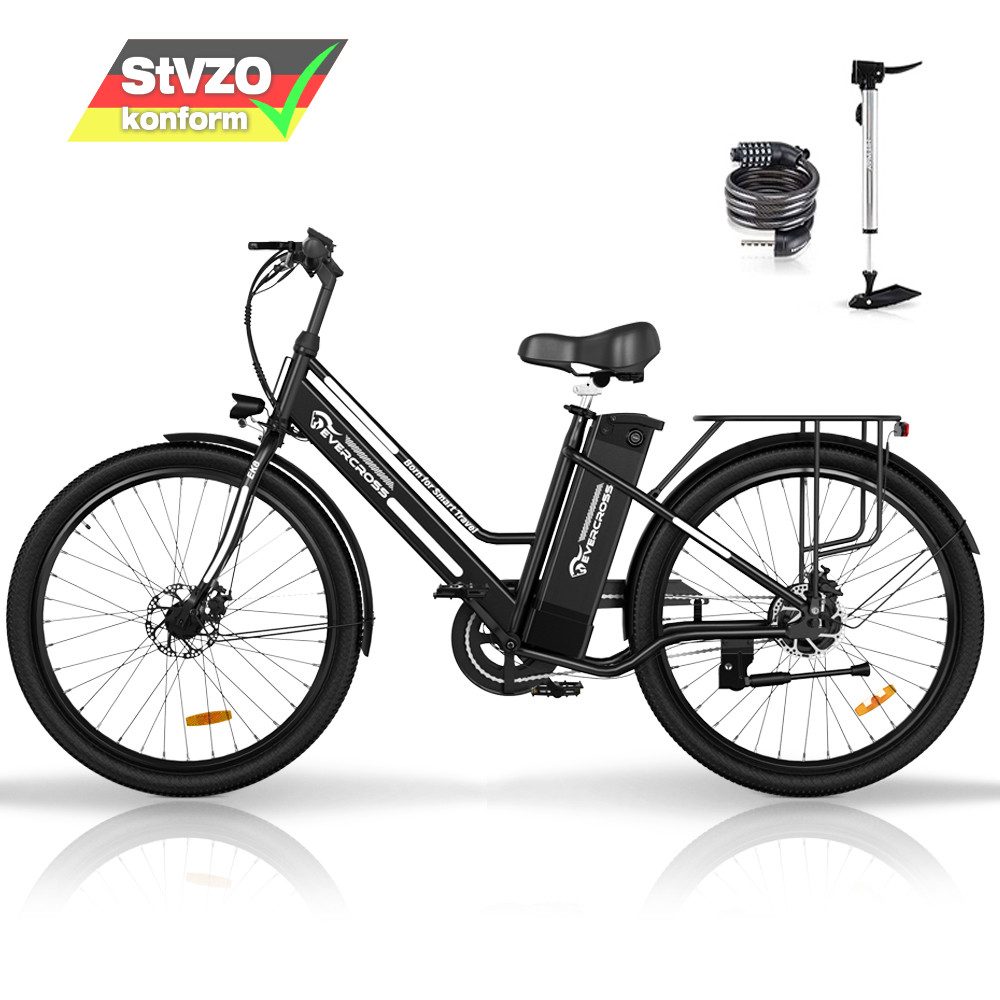 EVERCROSS TECH E-Bike EK8S 26 ZOLL, 250W Heckmotor, Elektrofahrrad Elektro Trekkingrad 26" cityrad max 70km