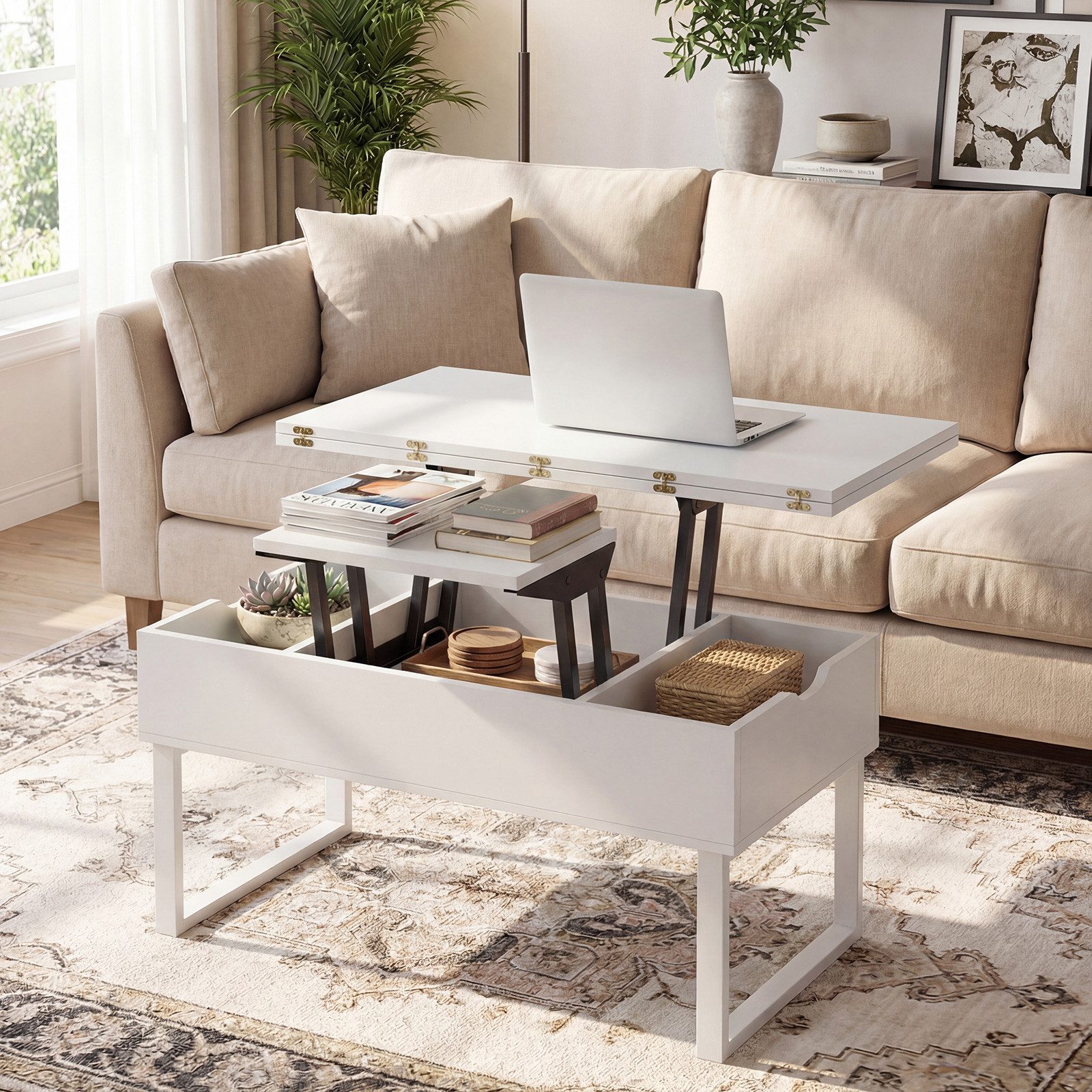 COSTWAY Couchtisch, 3 in 1 Wohnzimmertisch, kaffeetisch klein, Sofatisch
