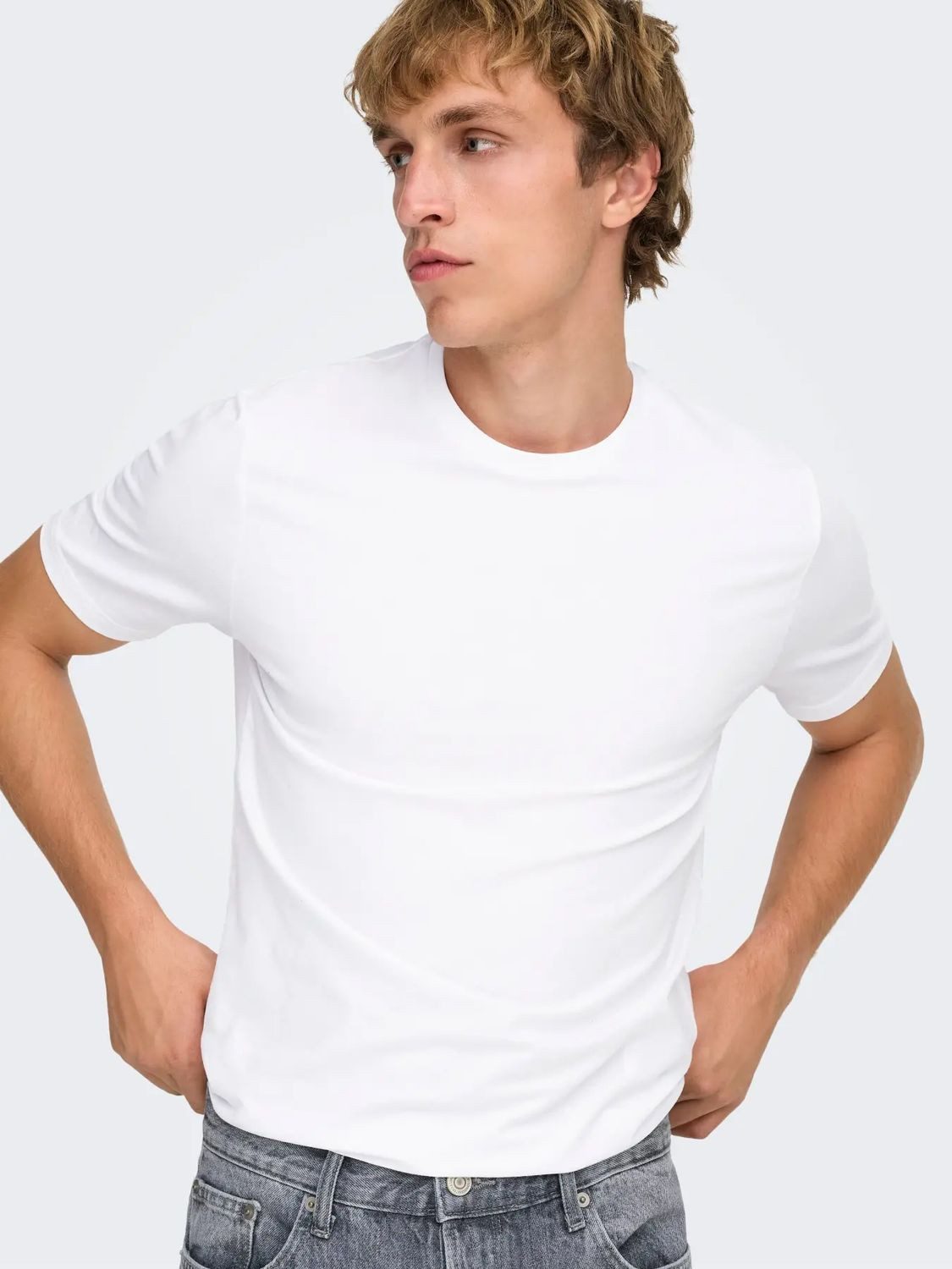 ONLY & SONS T-Shirt (Set) ohne Innenetiketten, mit Nackenband für stabilen Sitz im 4er SPARPACK