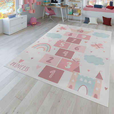 Kinderteppich Rutschfester Teppich Kinderzimmer Spielteppich Mädchen Jungen, TT Home, rund, Höhe: 4 mm