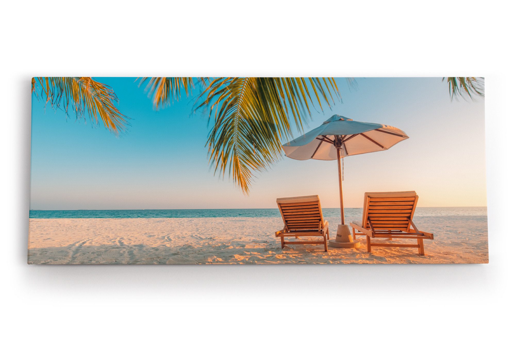Leinwandbild Sommer Strand Traumstrand Palme Liegen Urlaub