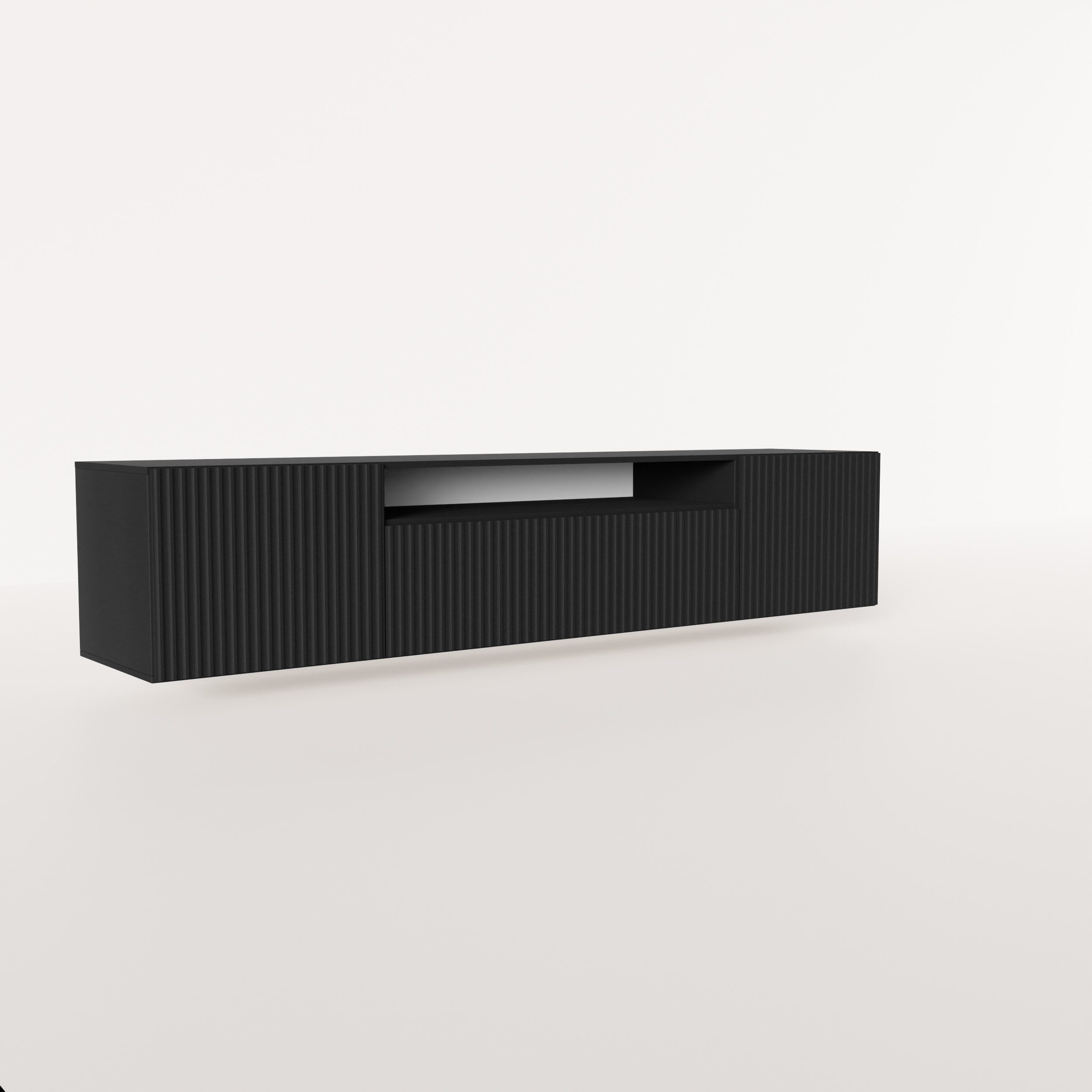 MOEBLO TV-Board VIRENO (TV-Schrank – modern, stehend oder hängend, mit geräumigen Fächern & stilvollen Fronten, 200 cm, verschiedene Farben), (BxHxT): 200 x 53  – Bild 4 von 5
