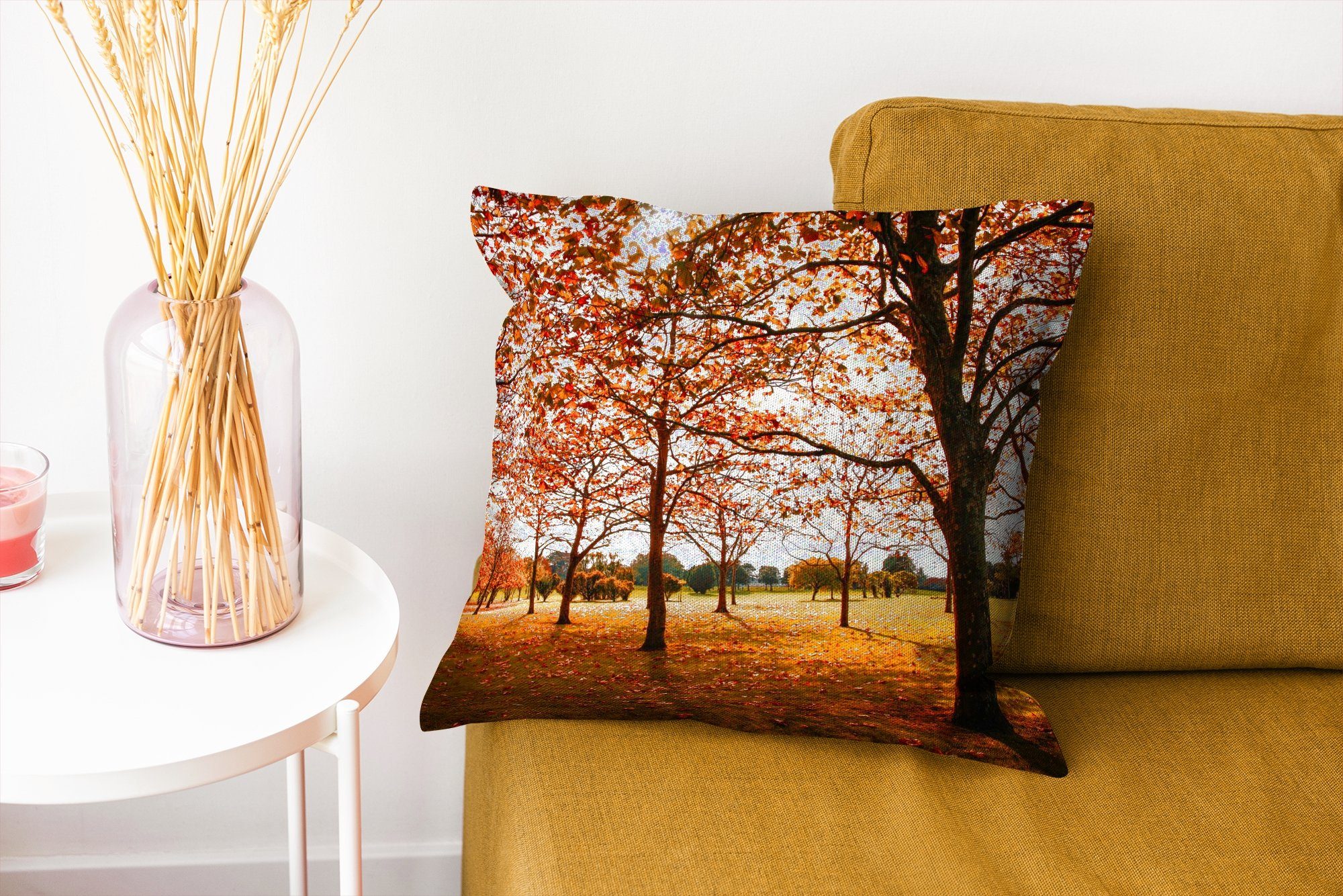 für mit Schlafzimmer, Herbstblätter Füllung Wohzimmer, Deko, Herbst Sofakissen MuchoWow - Zierkissen Dekokissen Natur, -