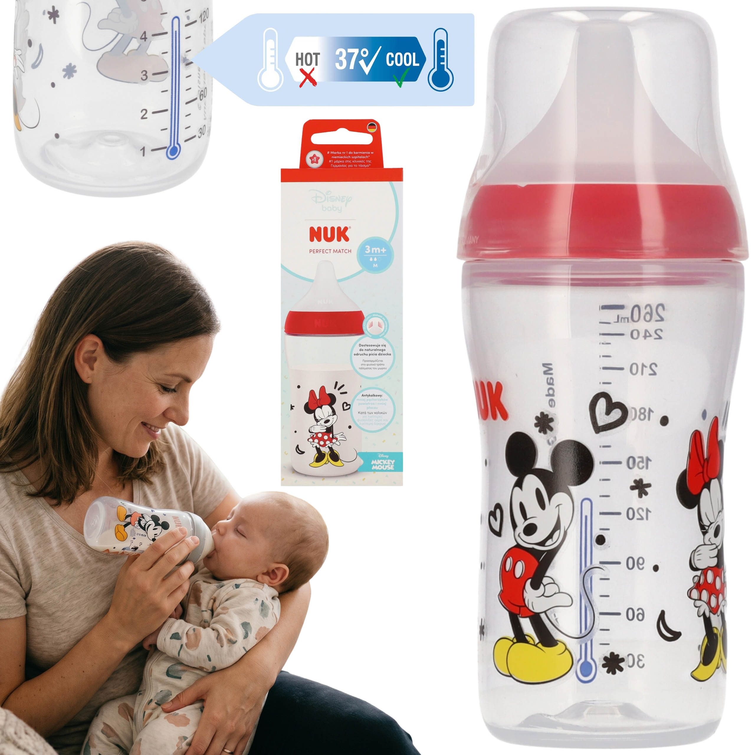 NUK Babyflasche NUK Minnie Mouse Babyflasche Silikon 260 ml ab 3M
