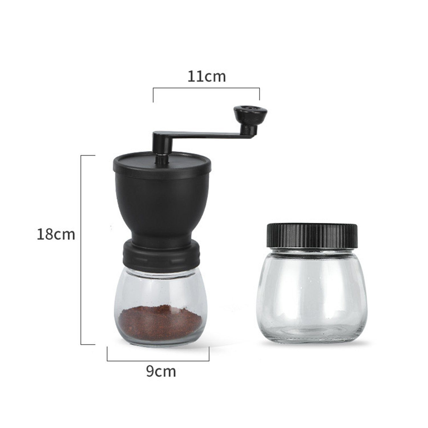 MAGICSHE Kaffeemühle Tragbare Handkurbel-Kaffeemaschine Schwarz Doppeldose Kaffeebohnenmahlwerk