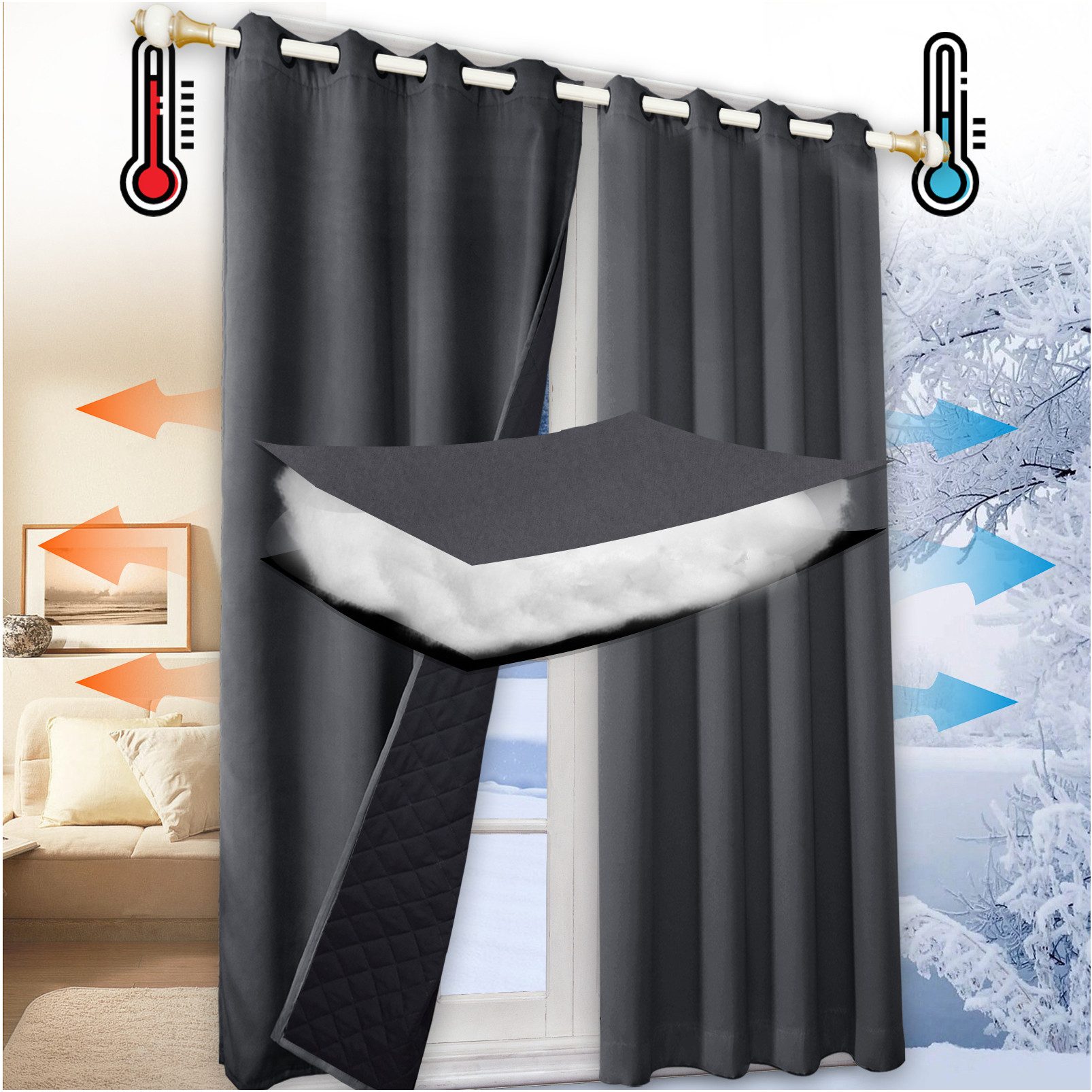 Jibenhome Vorhang Schlafzimmer Vorhänge Blickdicht, Thermogardinen günstig online kaufen