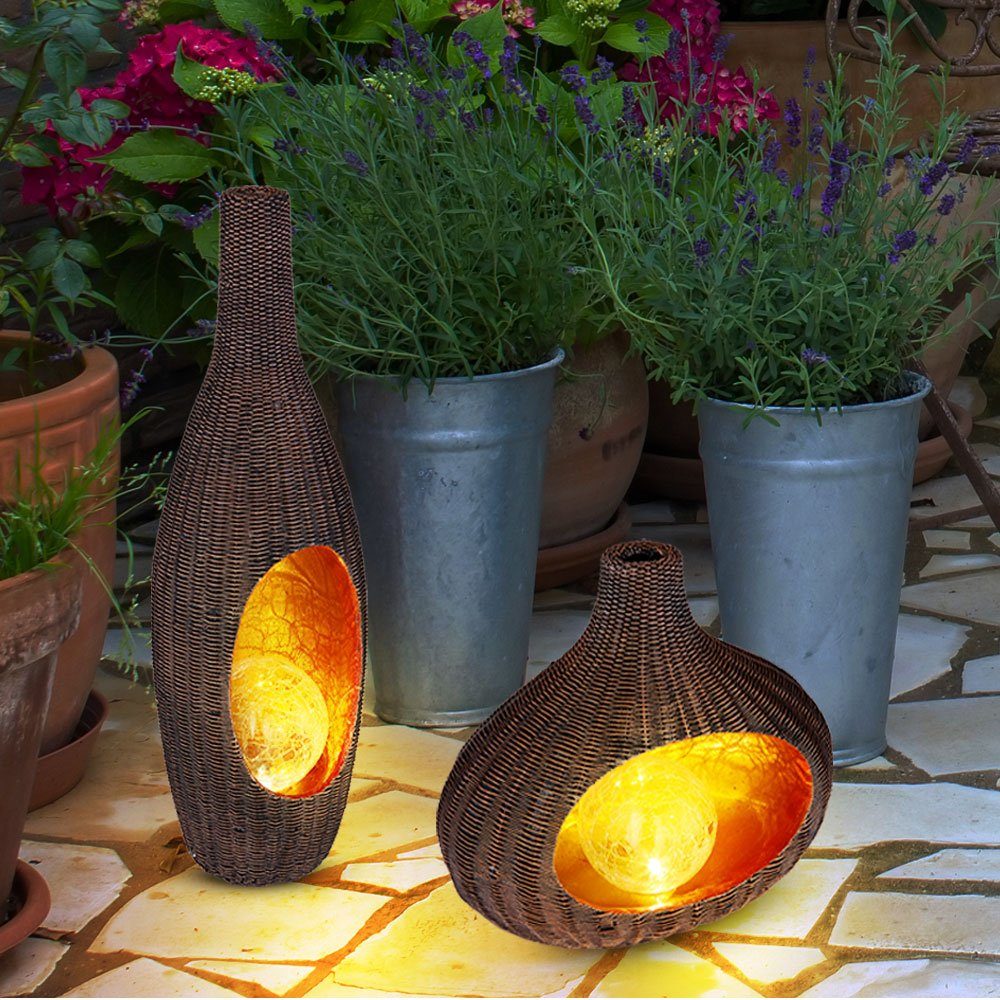 etc-shop Gartenleuchte, LED-Leuchtmittel fest Solarleuchte für Warmweiß, Außen Design Gartendeko verbaut, Deko
