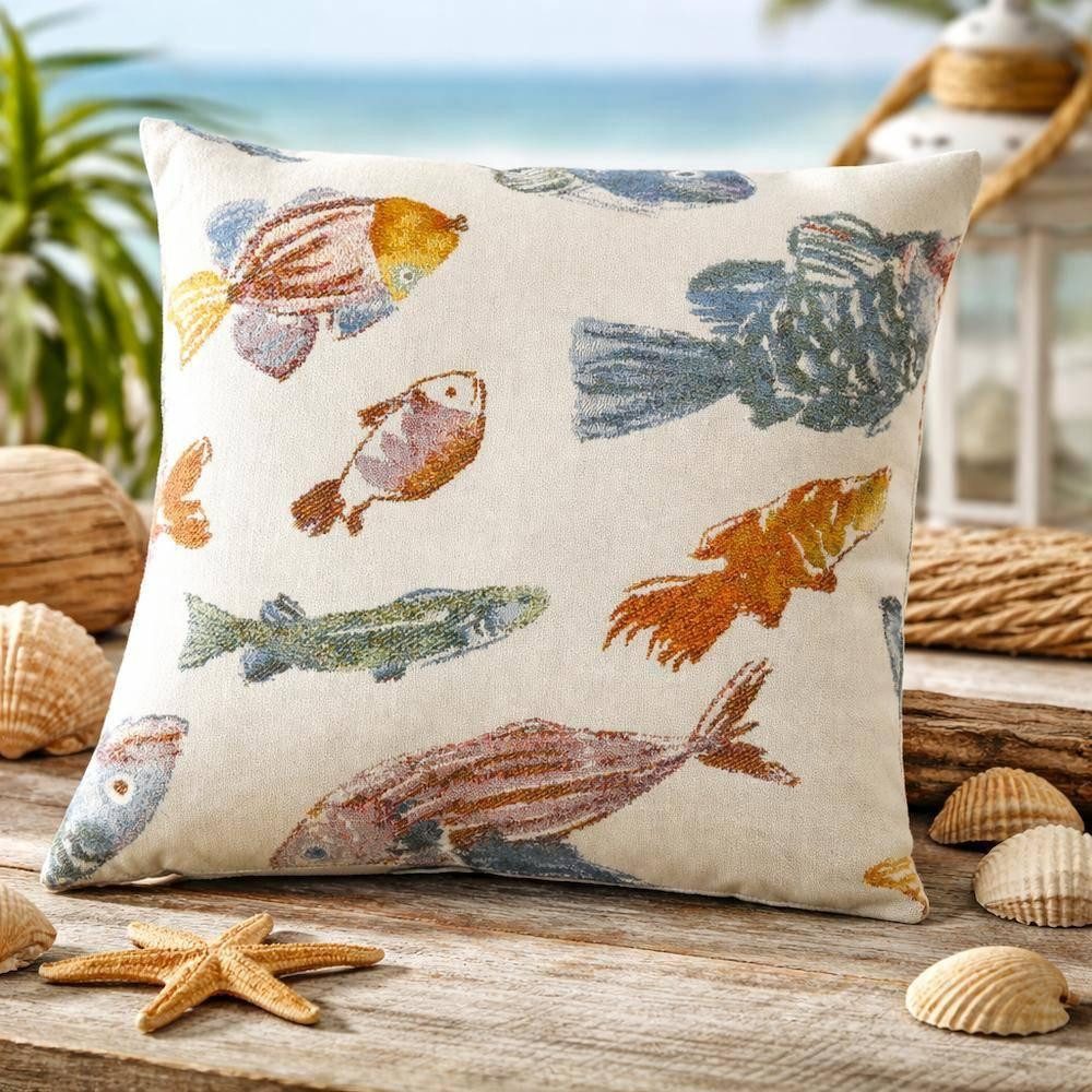 sander table + home Kissenhülle Kissenhülle Glup aus Jacquard – Maritimes Design mit Fischen