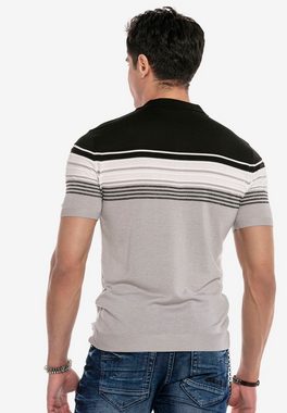 Cipo & Baxx Poloshirt mit mehrfarbigem Streifen-Design