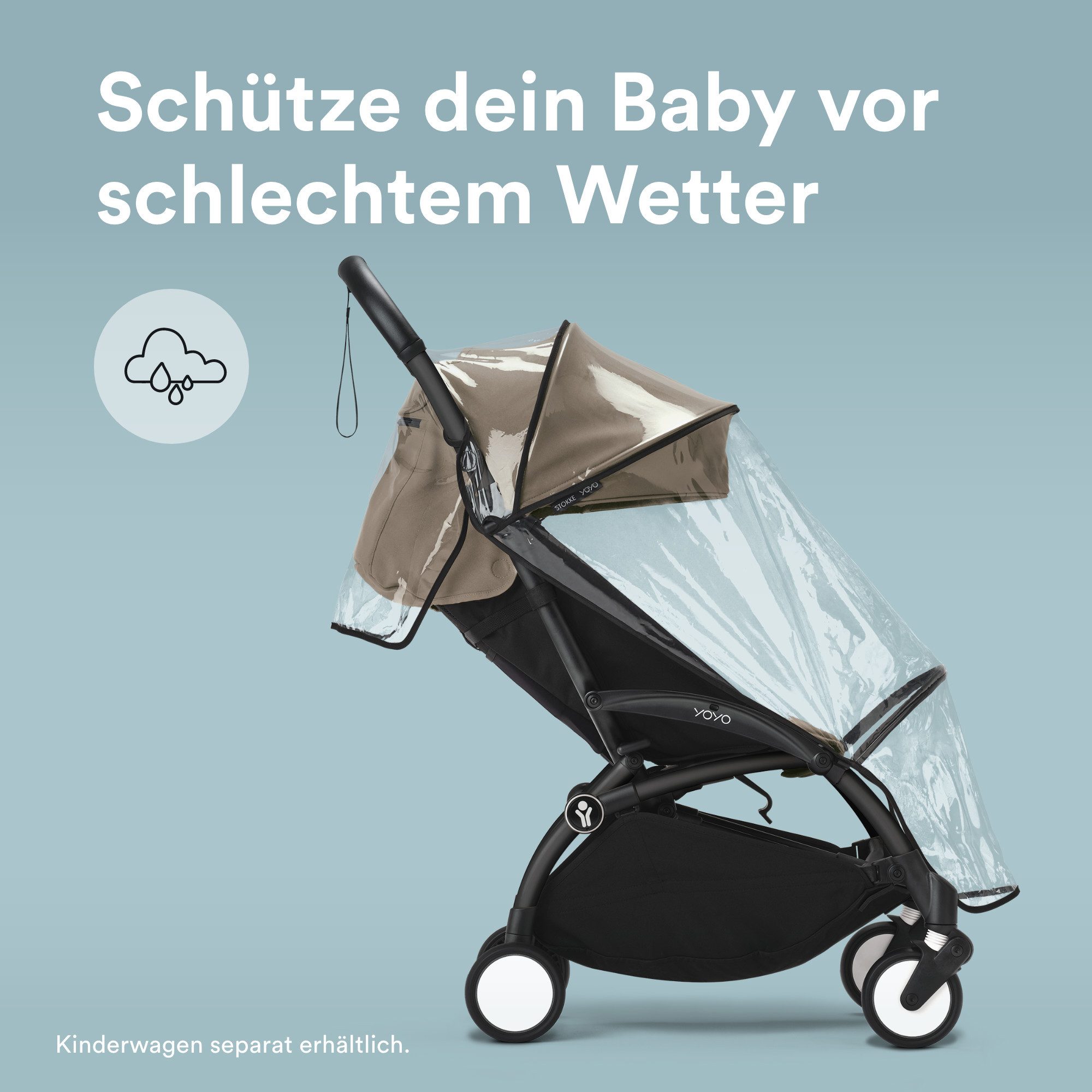 Stokke Kinderwagen-Regenschutzhülle Stokke YOYO 6 + Regenschutz, Wasserdichtes Design mit PVC-freiem Stoff
